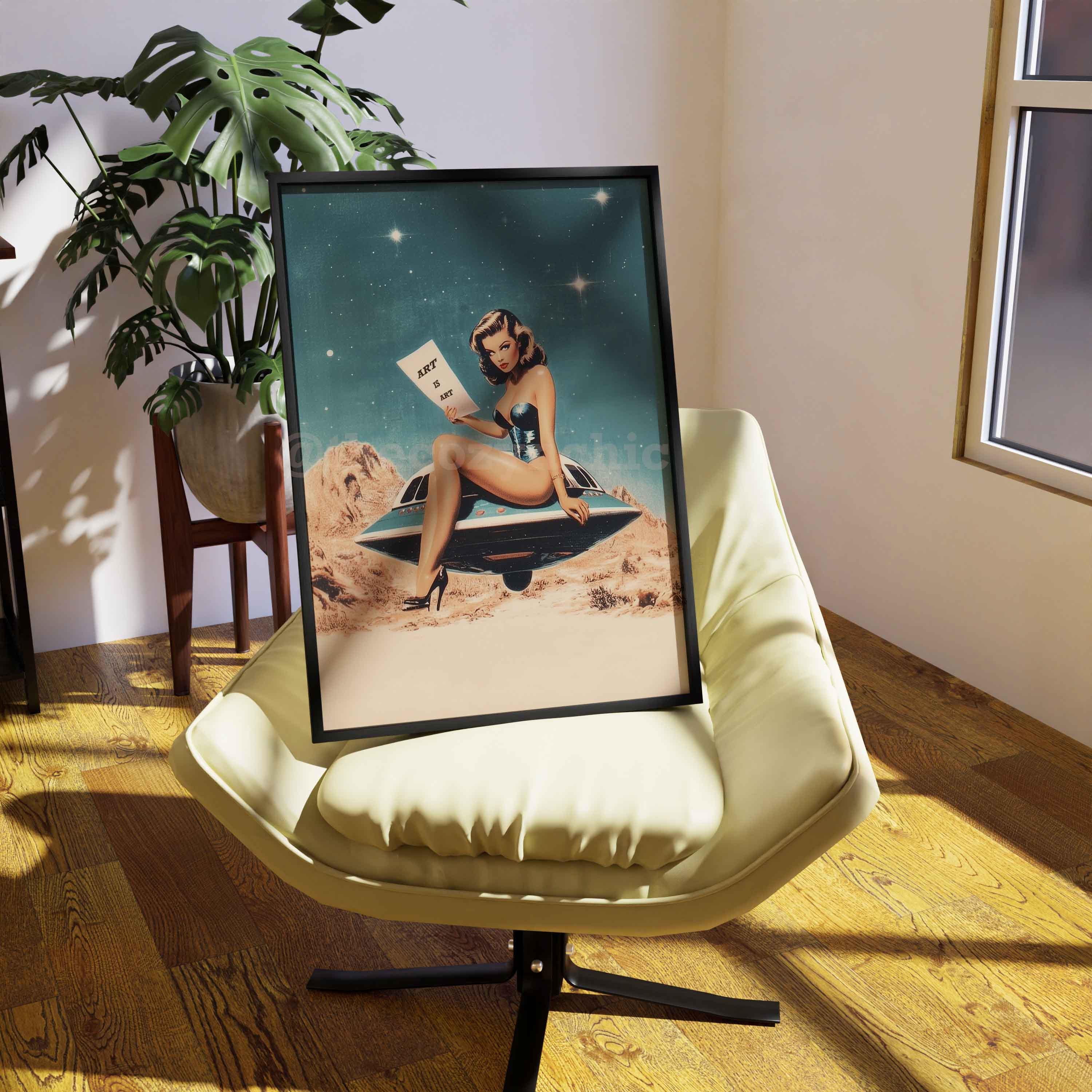 Psychedelic UFO Poster: Retro Alien Abduction Surreal Art Print image 5