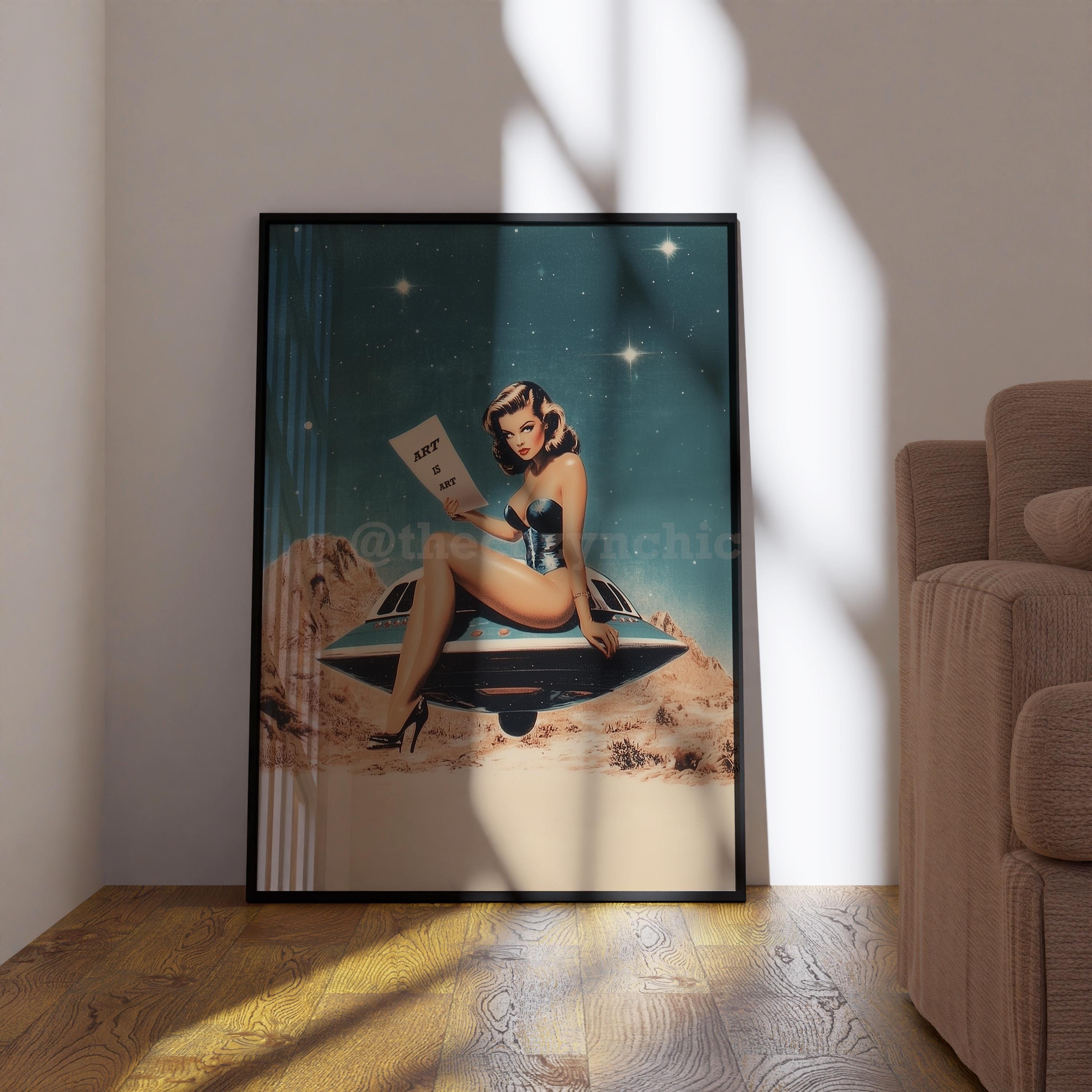Psychedelic UFO Poster: Retro Alien Abduction Surreal Art Print image 2