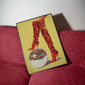Red Boots Disco Ball Art Print: Trendy Dopamine Decor - 5x7