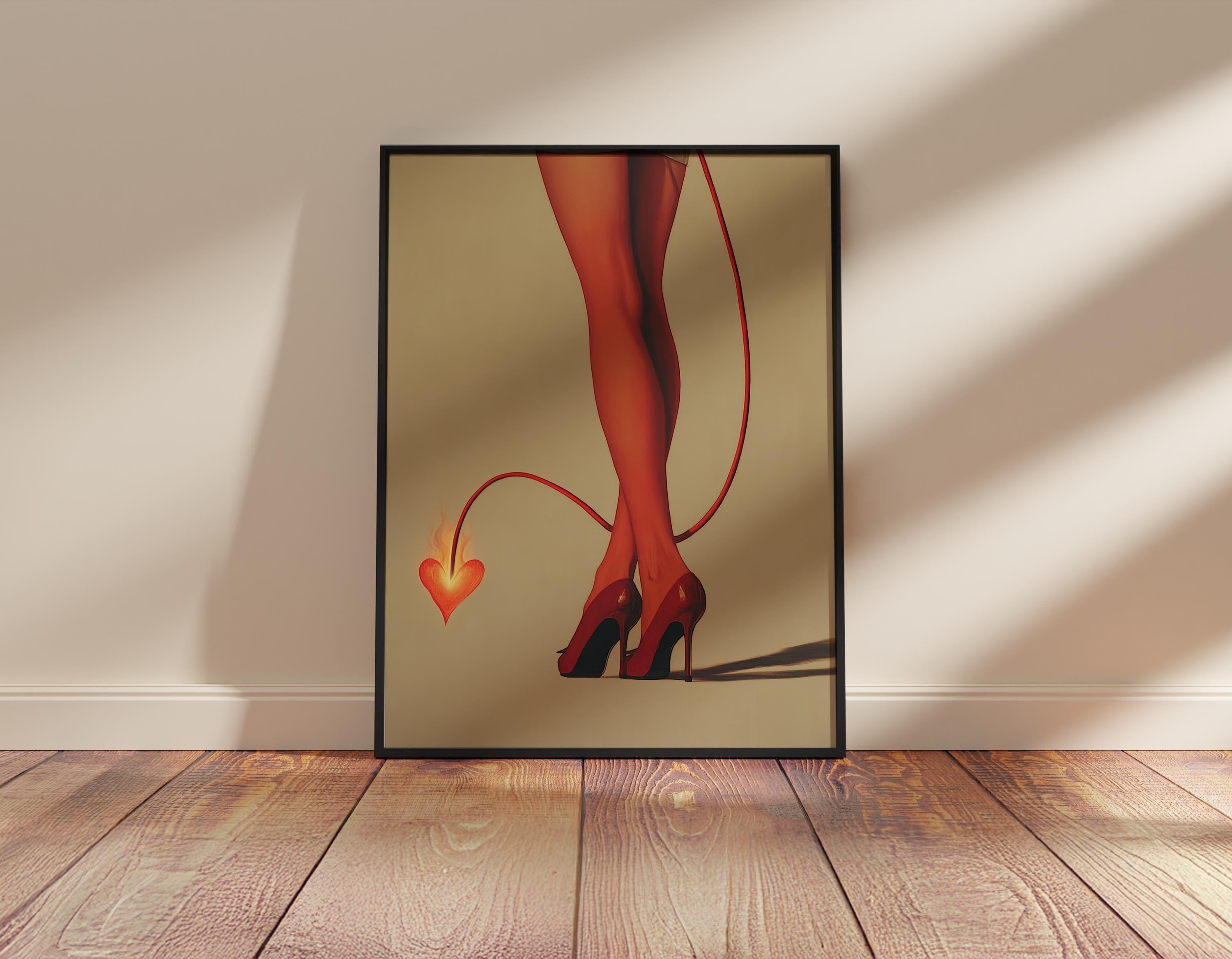 Retro Surreal Devil Girl Print: Vintage Collage Retro Dopamine Decor image 3
