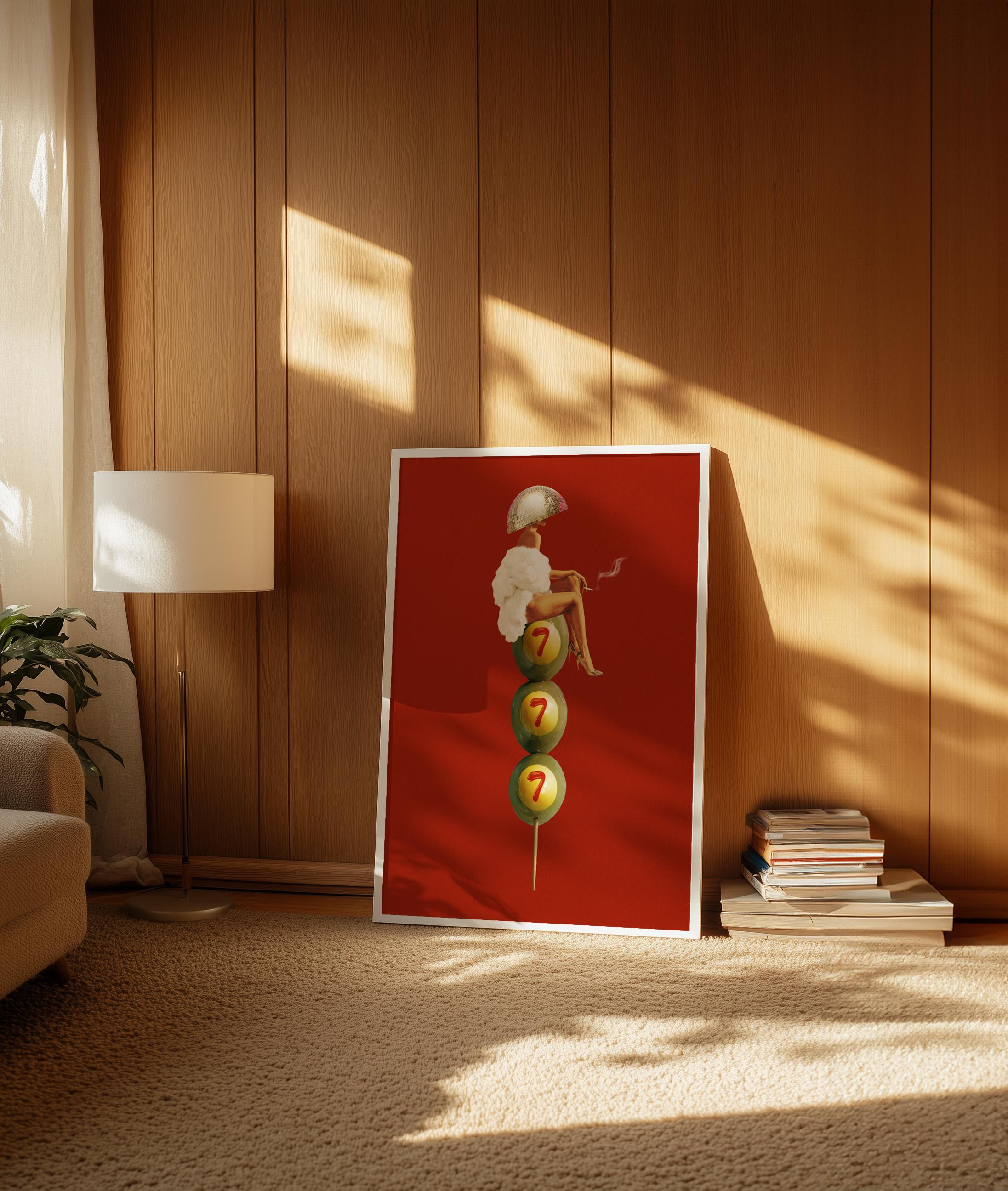 Retro Martini Olive Art Print, Funky Cocktail Poster image 6