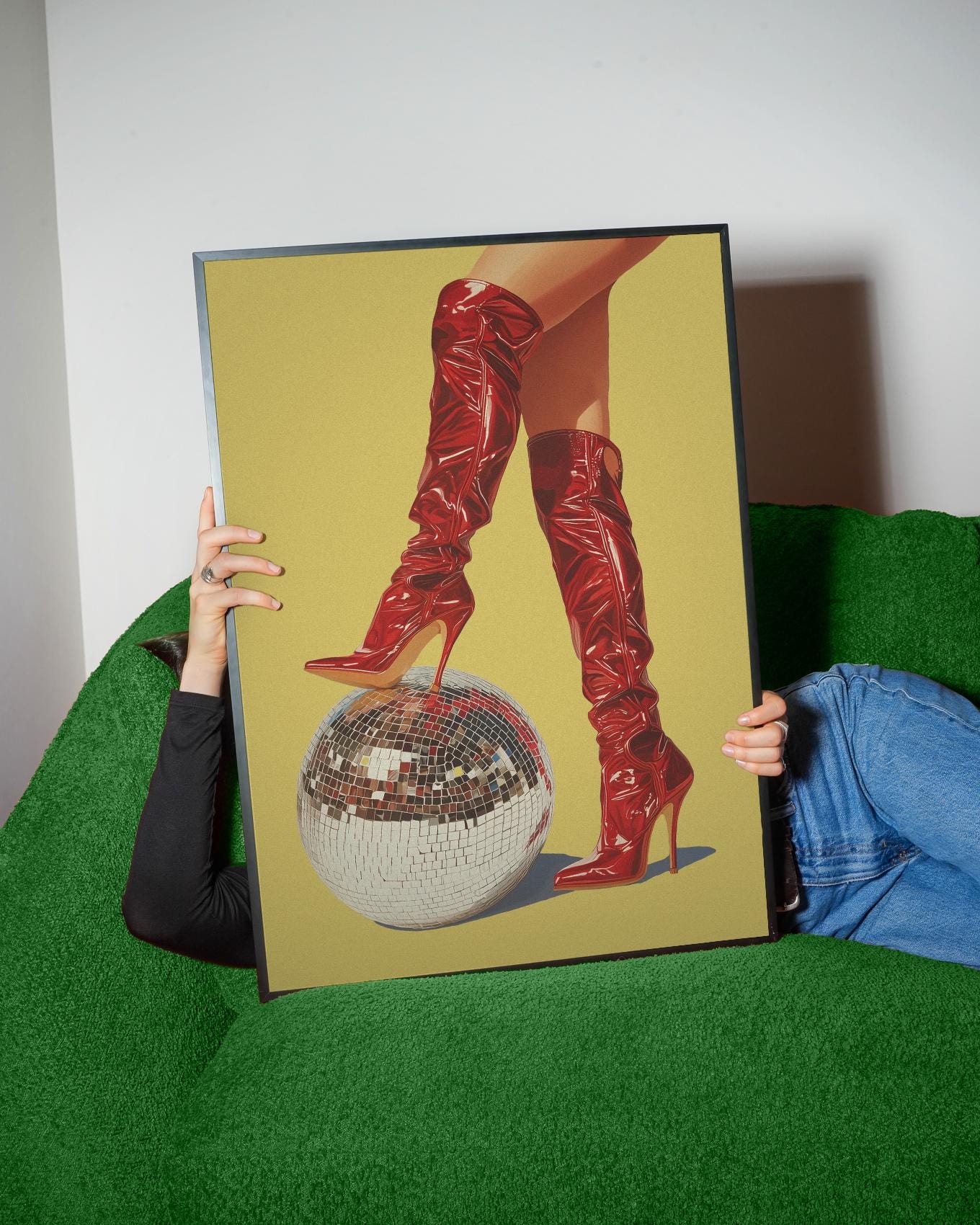 Red Boots Disco Ball Art Print: Trendy Dopamine Decor image 3