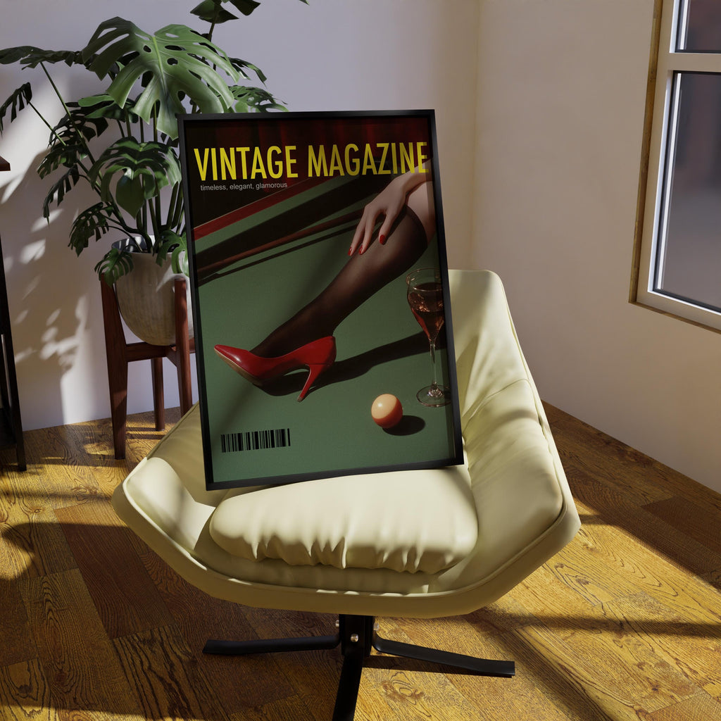 Vintage Magazine Billiard Poster, Retro Wall Art - 5x7