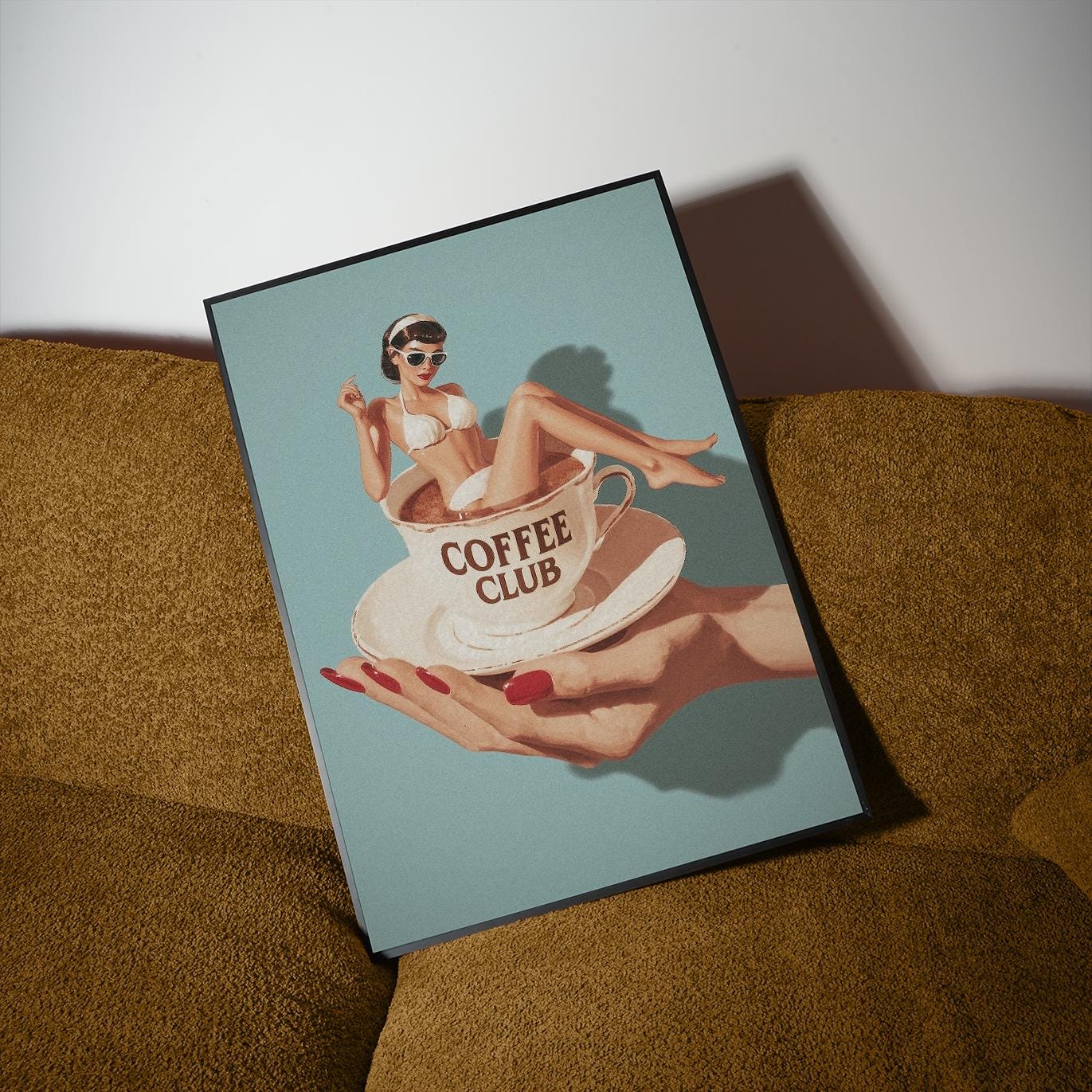 Coffee Club Poster, Retro Espresso Bar Cart, Coffee Club Art Print, Trendy Kitchen Decor, Coffee Lover Wall Art image 4