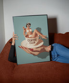 Coffee Club Poster, Retro Espresso Bar Cart, Coffee Club Art Print, Trendy Kitchen Decor, Coffee Lover Wall Art - 5x7