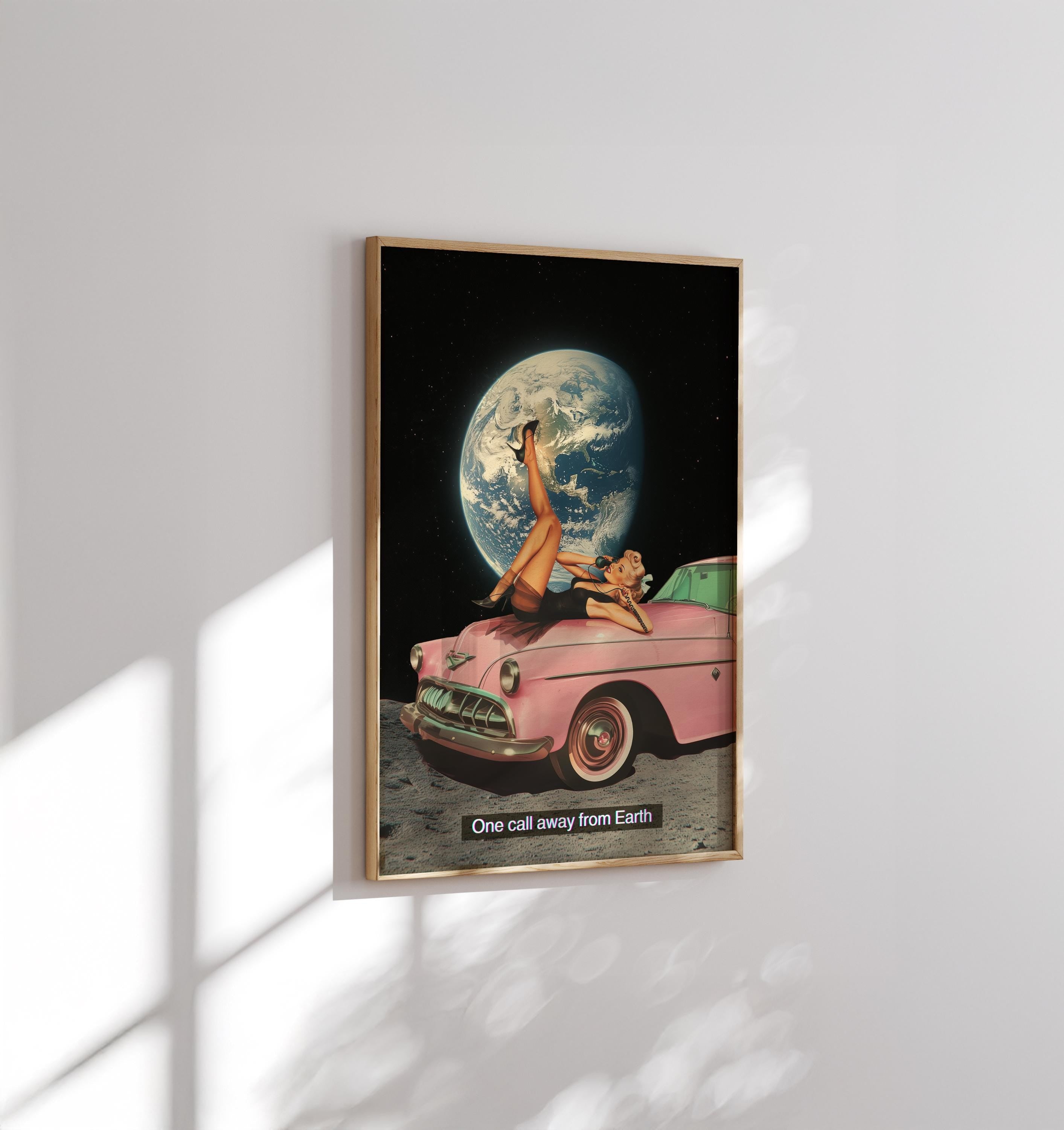 Vintage Space Woman Art Print, Retro Cosmic Poster image 4