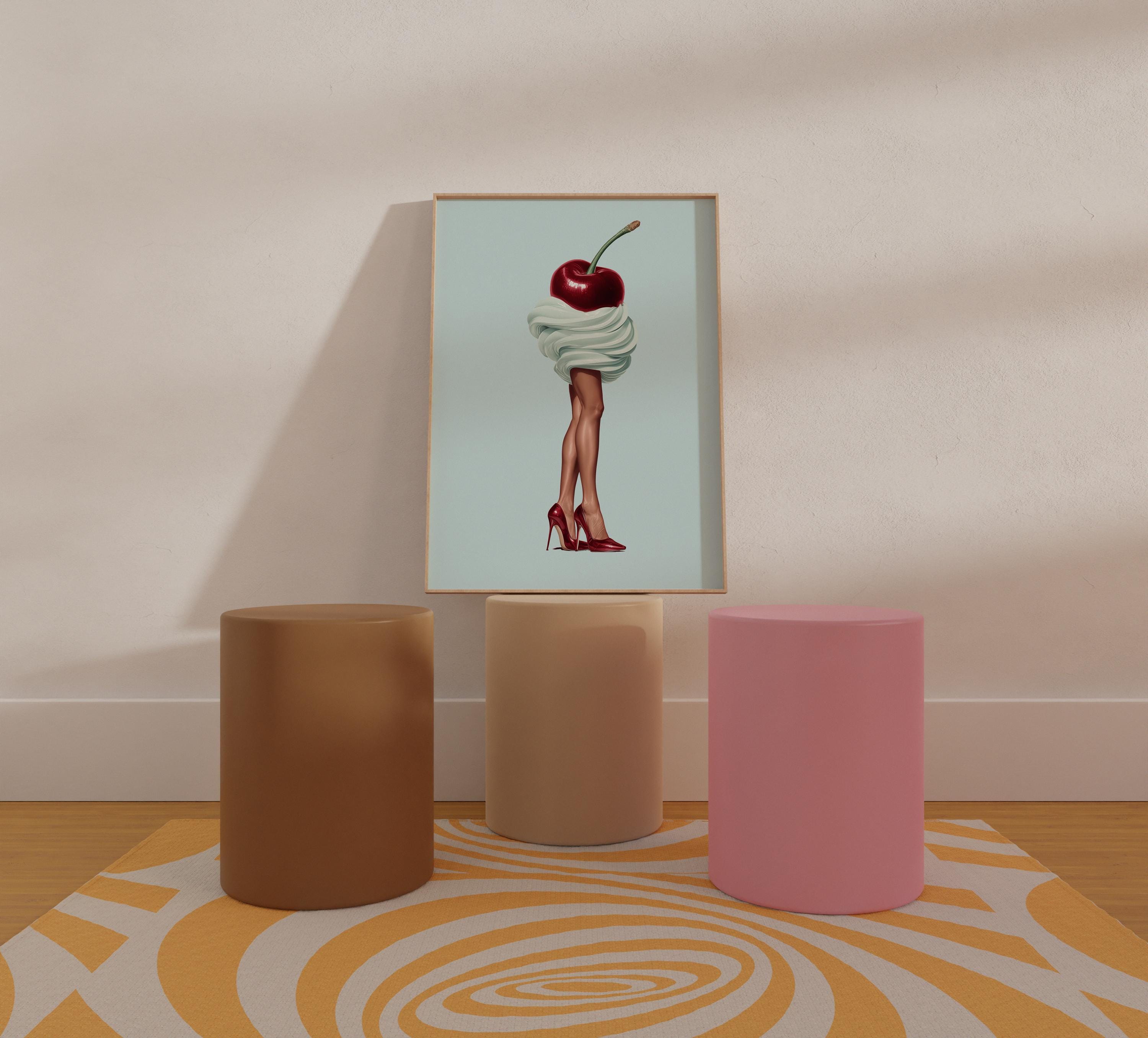 Dopamine Decor Art, Vintage Bar Cart Wall Art image 4