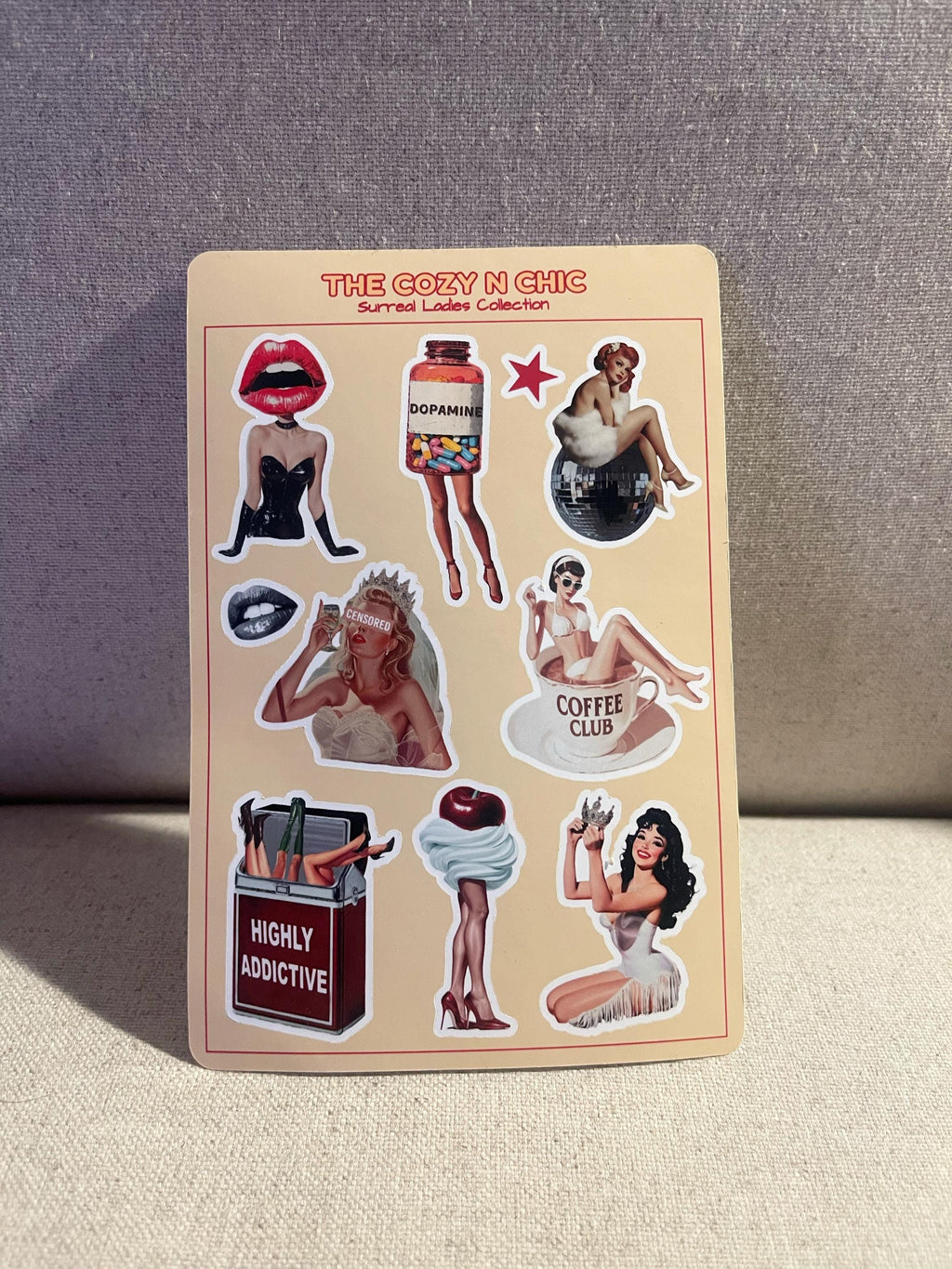 Surreal Art Vinyl Sticker Sheet, Vintage Retro Laptop Stickers, Kindle Sticker (4x6 in) image 3