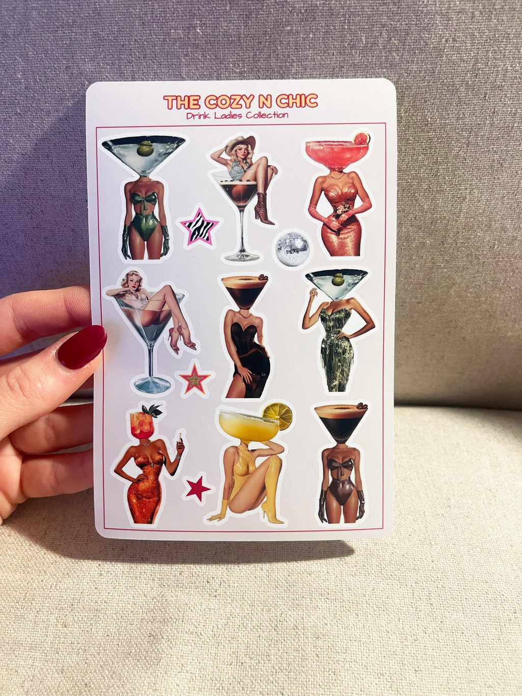 Cocktail Art Sticker Sheet, Funny Planner Stickers (4x6) image 2