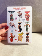 Cocktail Art Sticker Sheet, Funny Planner Stickers (4x6) image 2