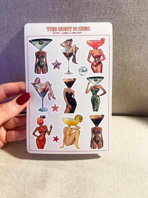 Cocktail Art Sticker Sheet, Funny Planner Stickers (4x6) image 2
