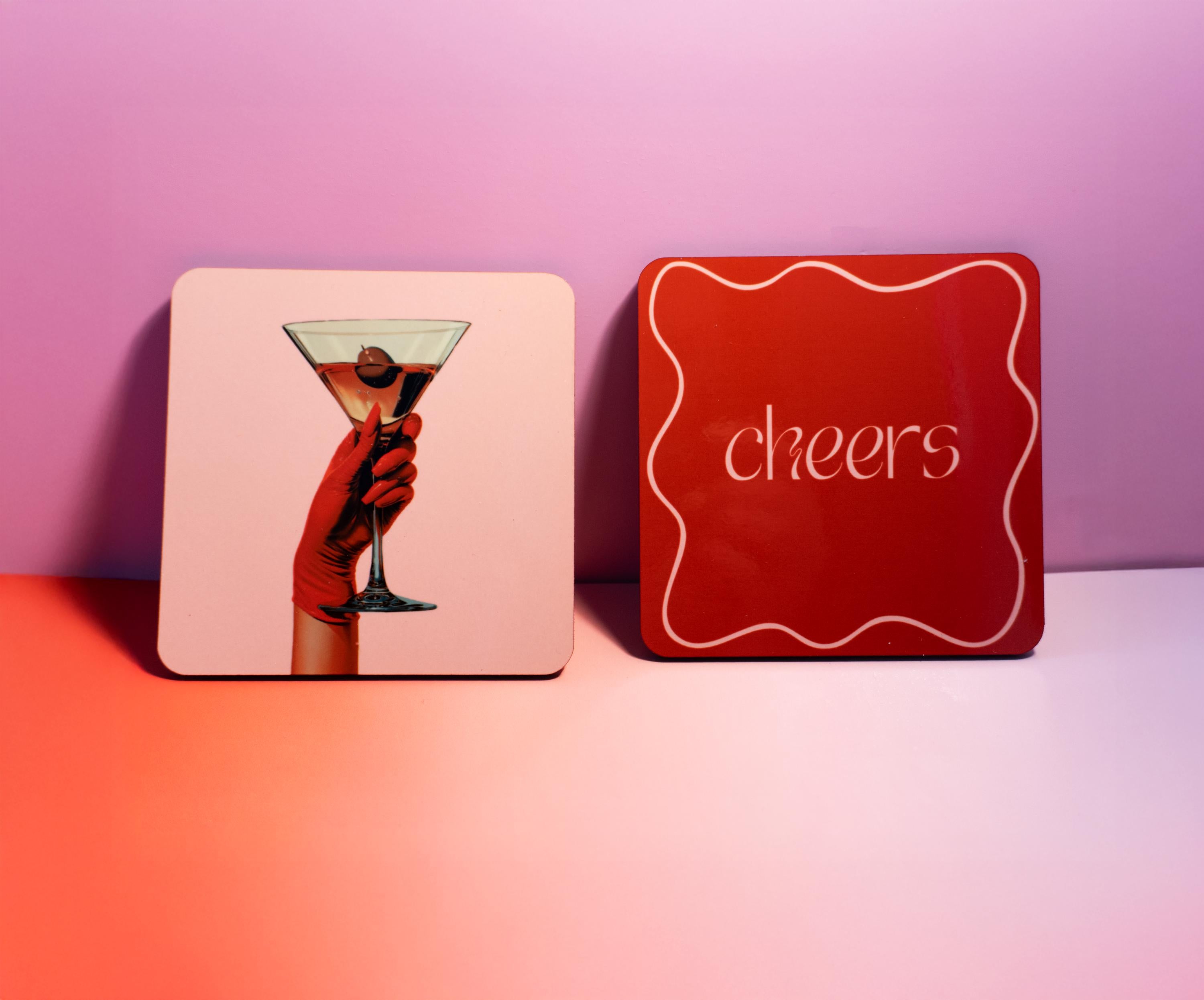 Funky Cocktail Coasters, Trendy Bar Cart Decor, Home Decor Art, Set of 4 image 3 - Design 07