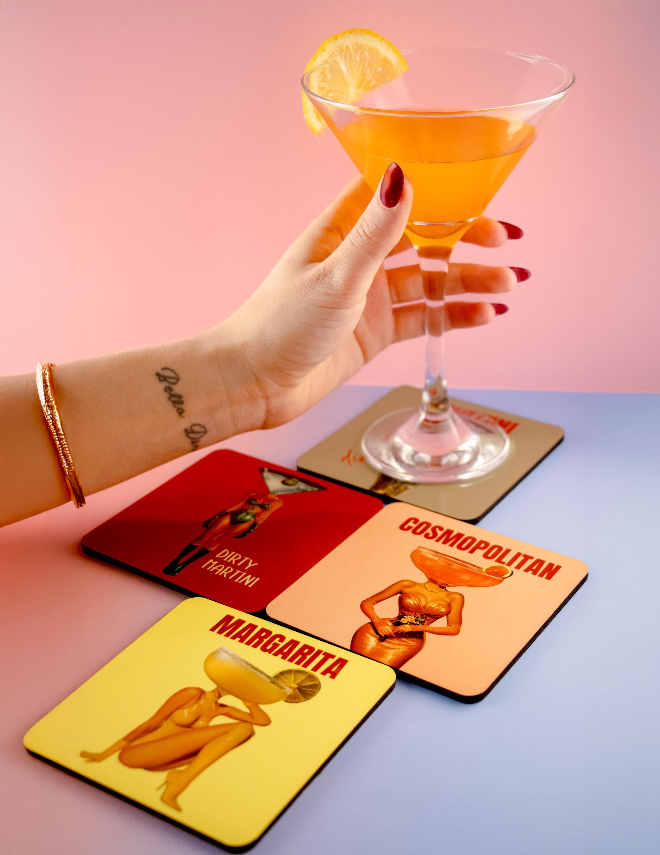 Vintage Cocktail Coasters, Trendy Bar Cart Decor, Dirty Martini Coasters image 5