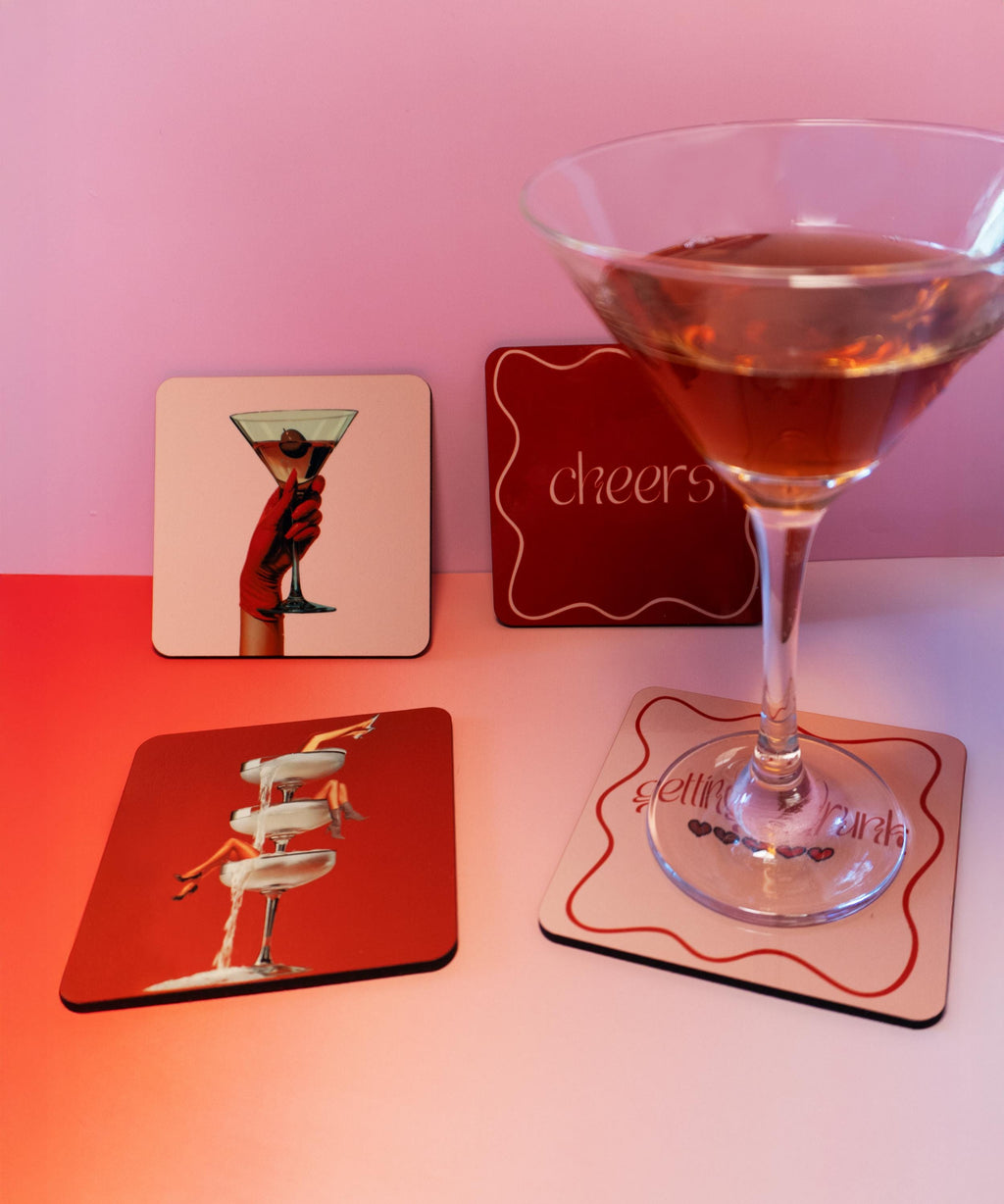 Funky Cocktail Coasters, Trendy Bar Cart Decor, Home Decor Art, Set of 4 image 4 - Design 07