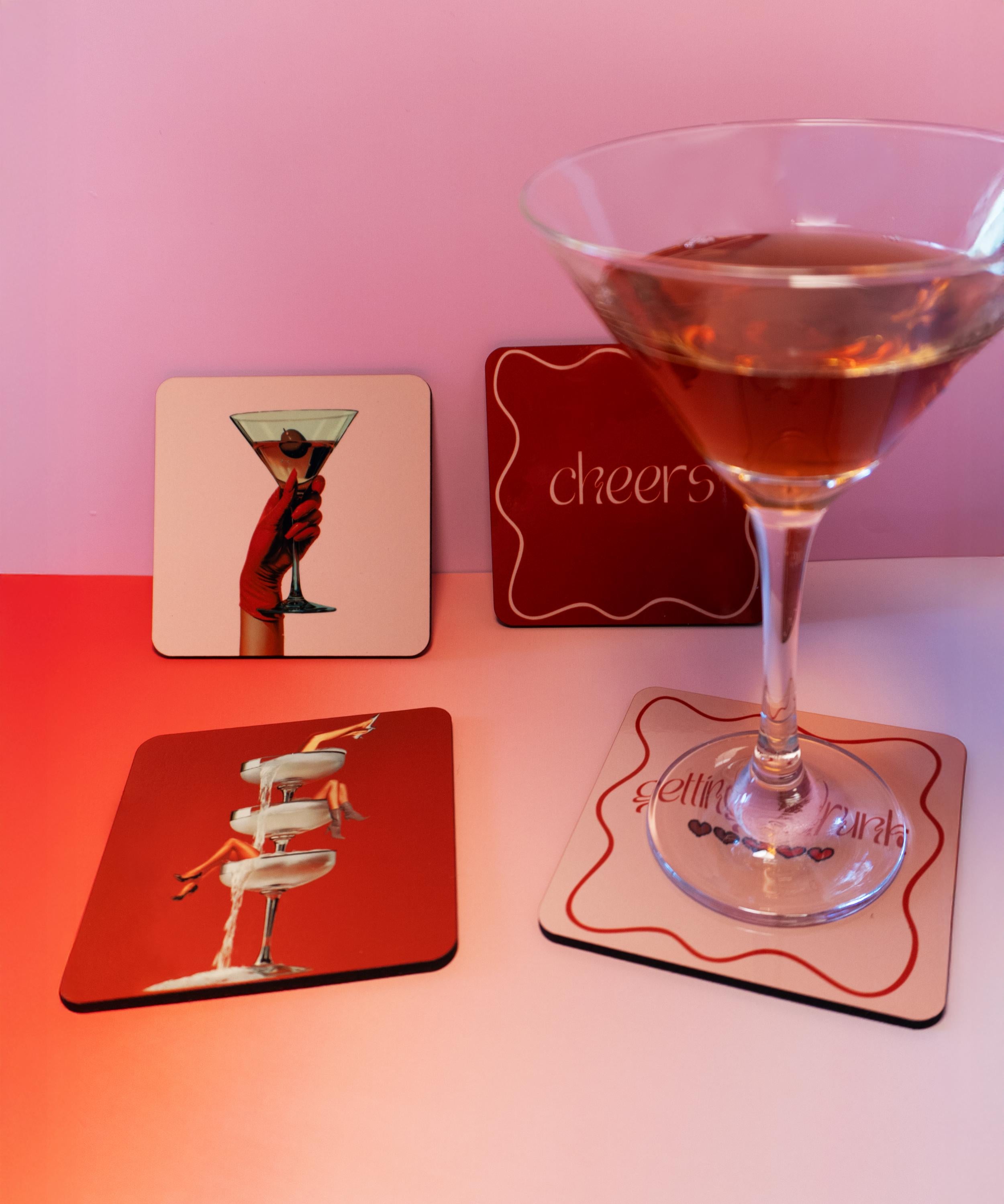 Funky Cocktail Coasters, Trendy Bar Cart Decor, Home Decor Art, Set of 4 image 4 - Design 19