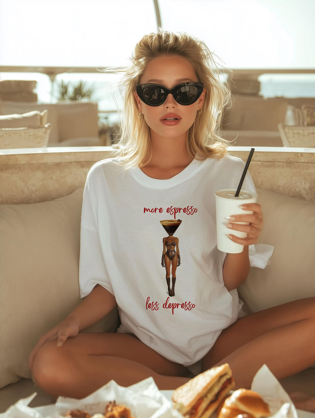 Espresso Martini T-Shirt, More Espresso Less Depresso Graphic Tee