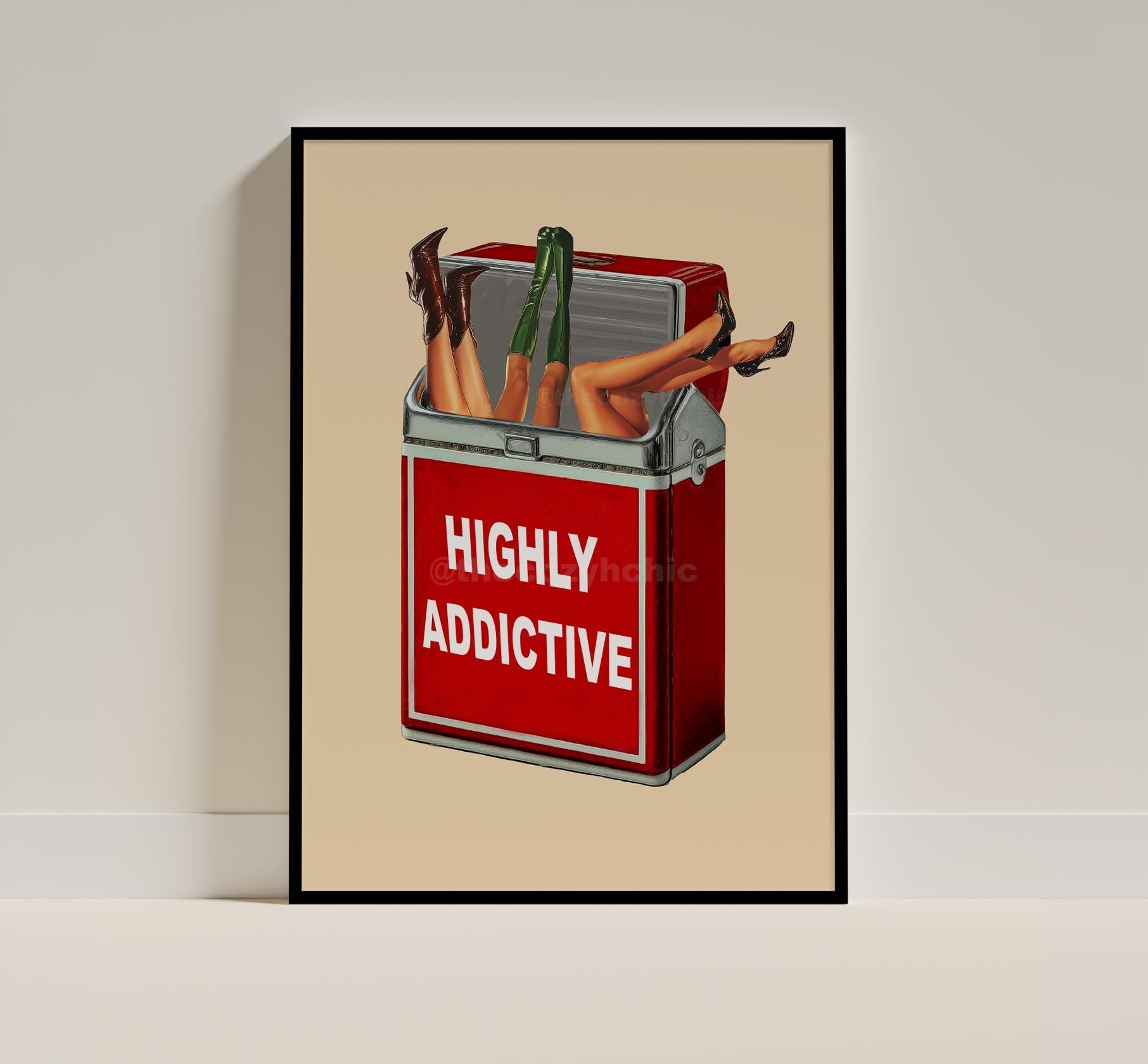 Vintage Wall Art Tobacco Print, Retro Pop Culture, Trendy Bar Cart Decor - 5x7