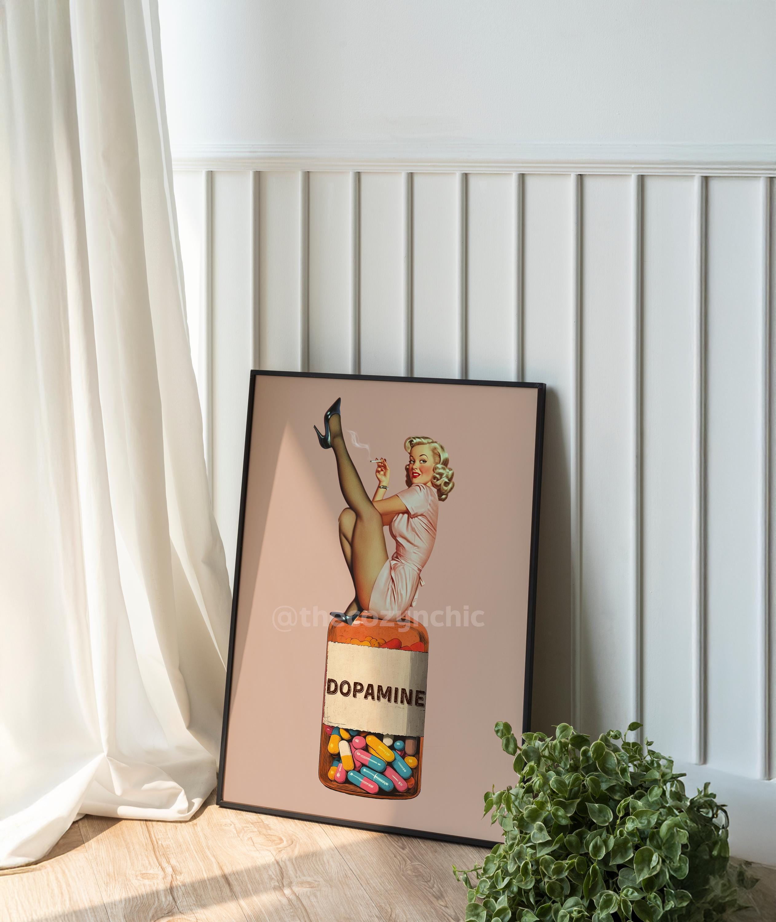 Retro Dopamine Pill Art Print: Surreal Collage Poster image 2