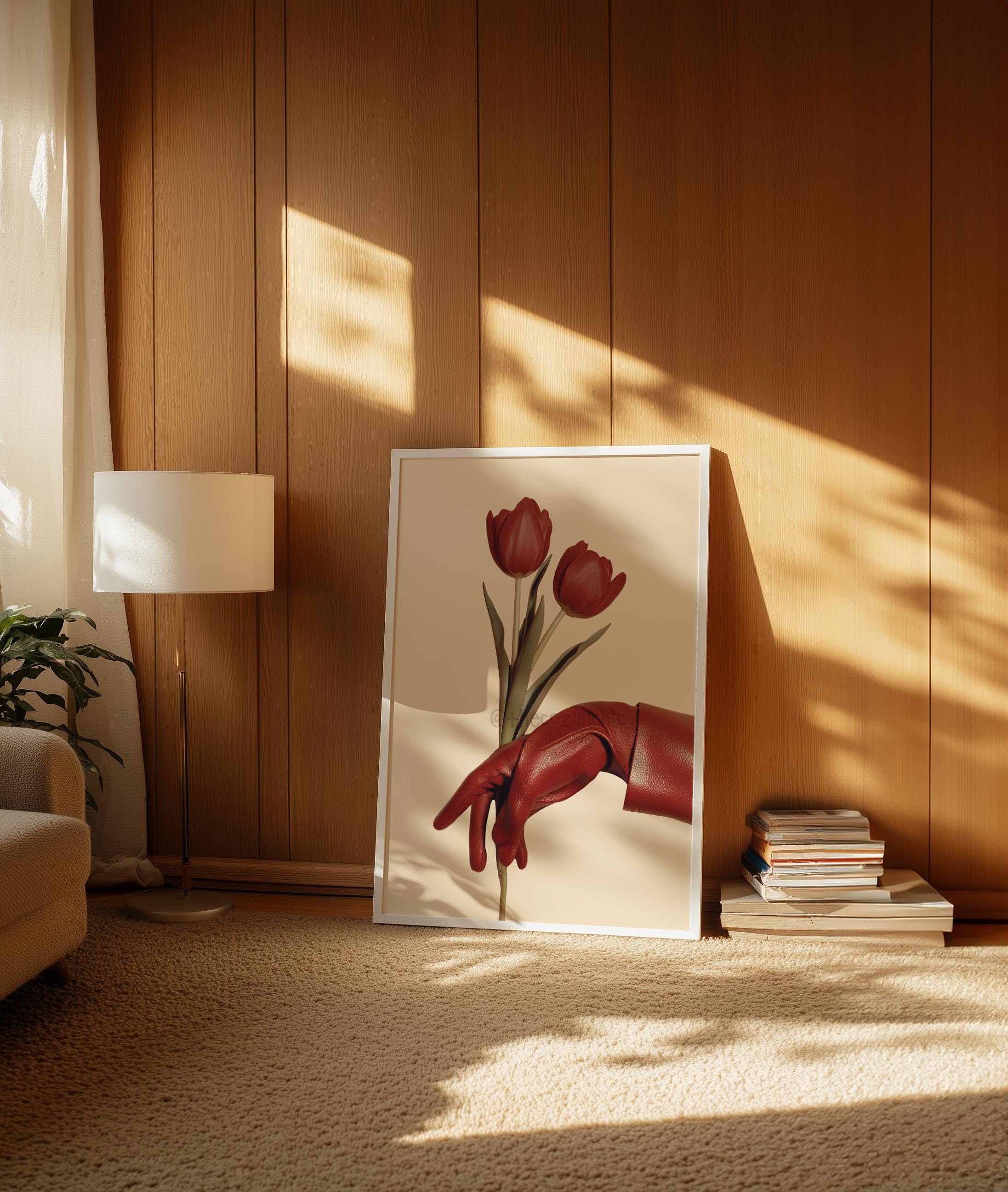 Red Glove Tulip Floral Print – Vintage Home Decor Poster image 2