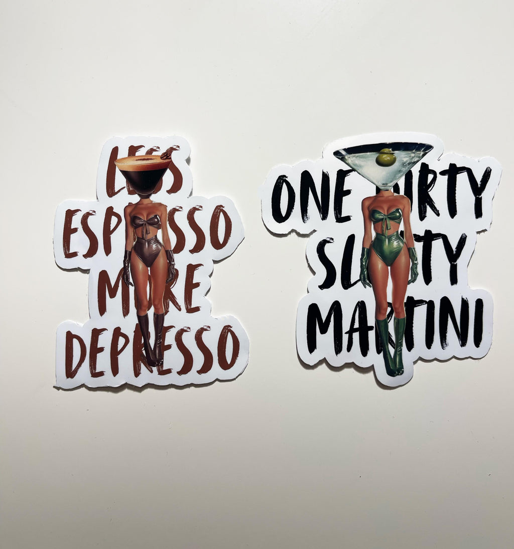 Cocktail Art Stickers, Dirty Martini, Espresso Martini, Waterproof Vinyl Decals image 5