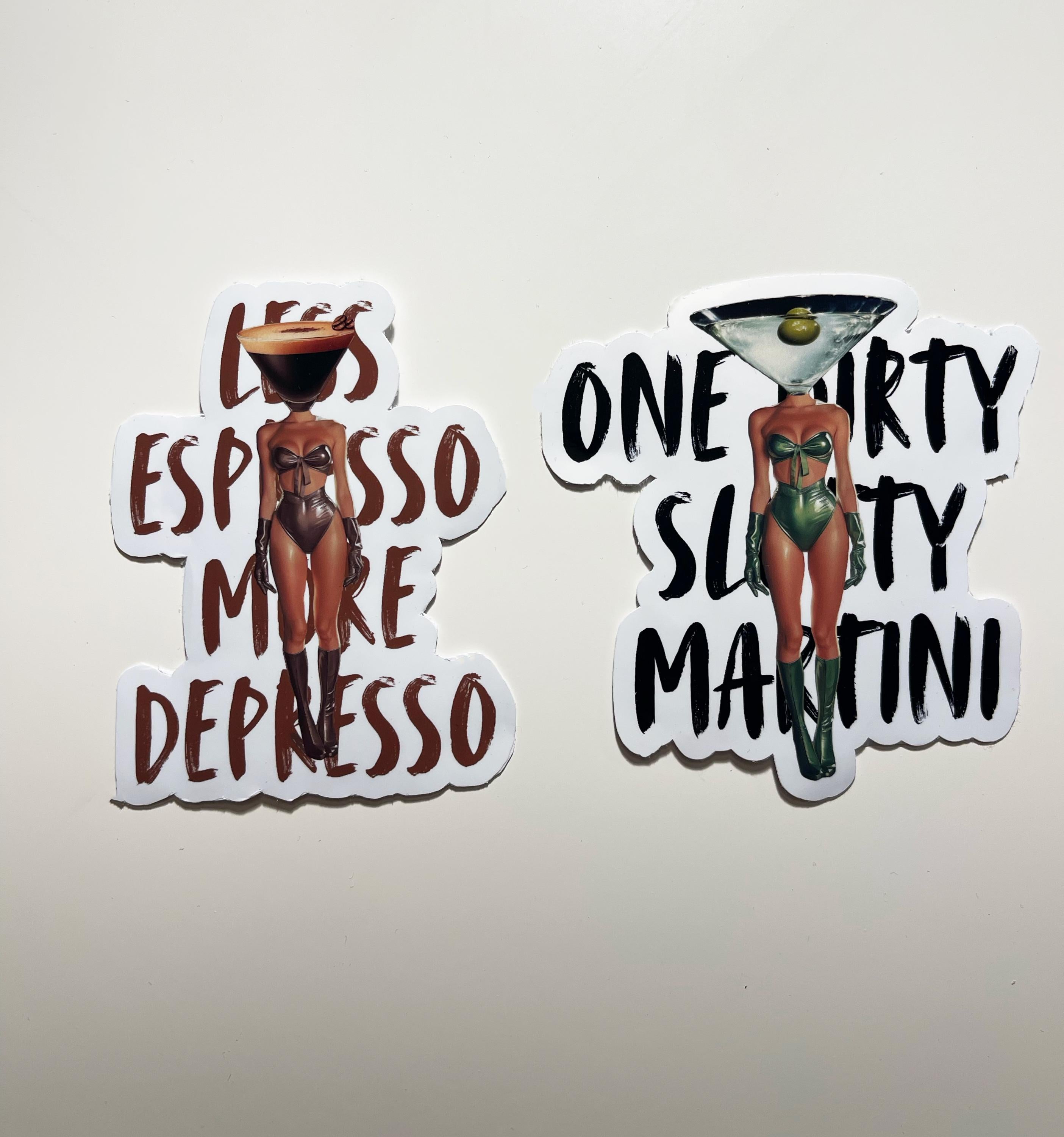 Cocktail Art Stickers, Dirty Martini, Espresso Martini, Waterproof Vinyl Decals image 5 - Design 07