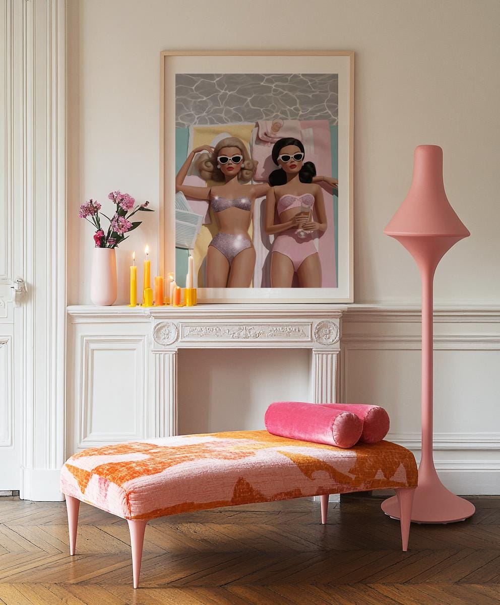 Retro Fashion Doll Beach Poster, Coastal Wall Art image 5
