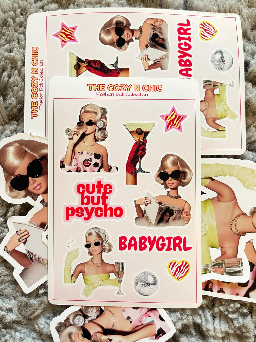 Retro Doll Vinyl Sticker Sheet, Coquette Planner Stickers, Junk Journal Supplies - Default Title