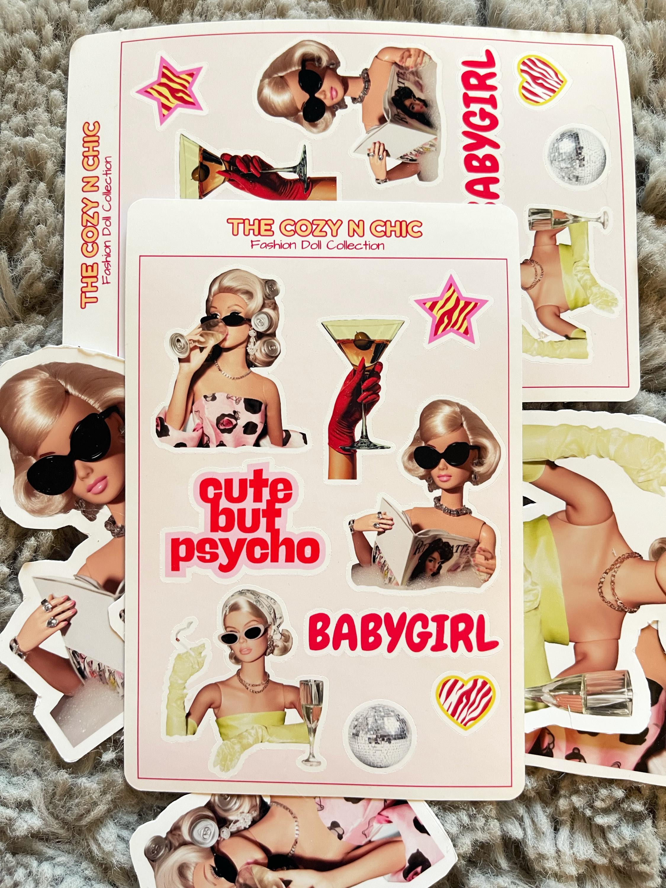 Retro Doll Vinyl Sticker Sheet, Coquette Planner Stickers, Junk Journal Supplies - Default Title