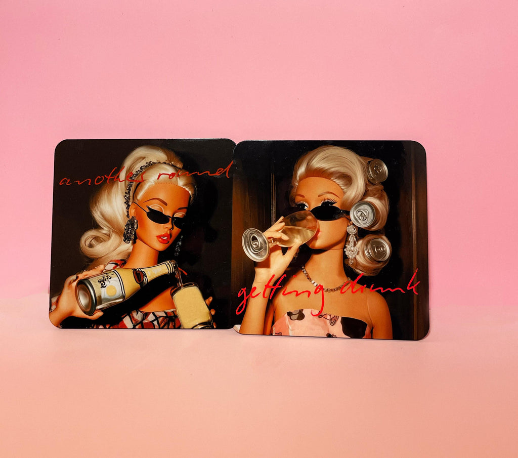 Cocktail Coasters Set, Trendy Bar Cart Decor, Retro Coasters image 2