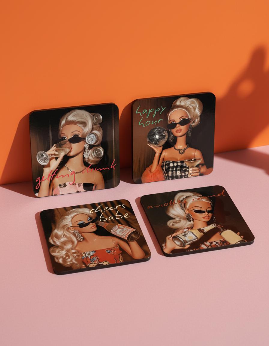 Cocktail Coasters Set, Trendy Bar Cart Decor, Retro Coasters image 5