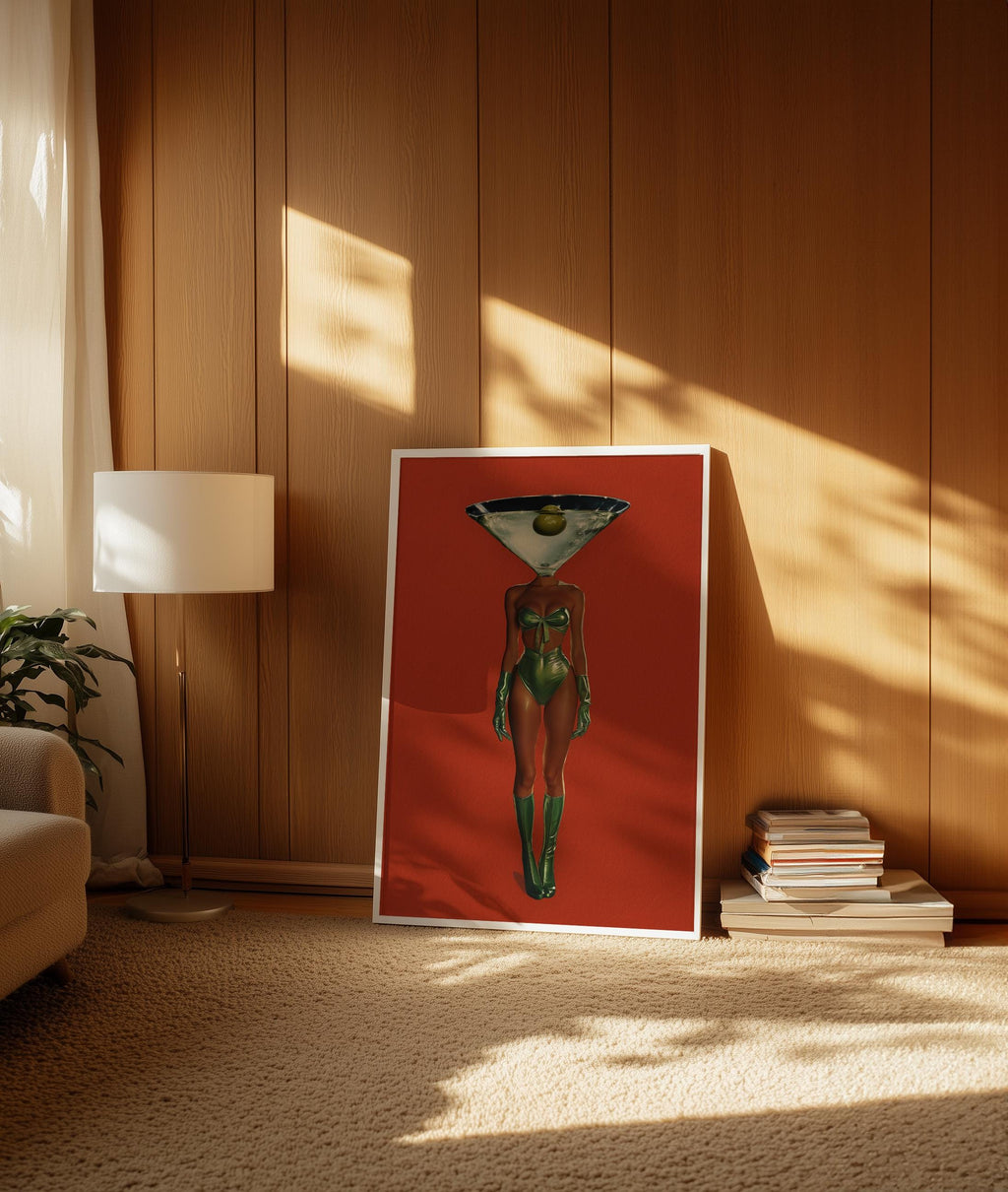 Dirty Martini Cocktail Art Print, Retro Bar Cart Decor Poster, Woman Drink Wall Art image 2