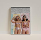 Retro Doll Beach Poster, Coastal Wall Decor - 5x7