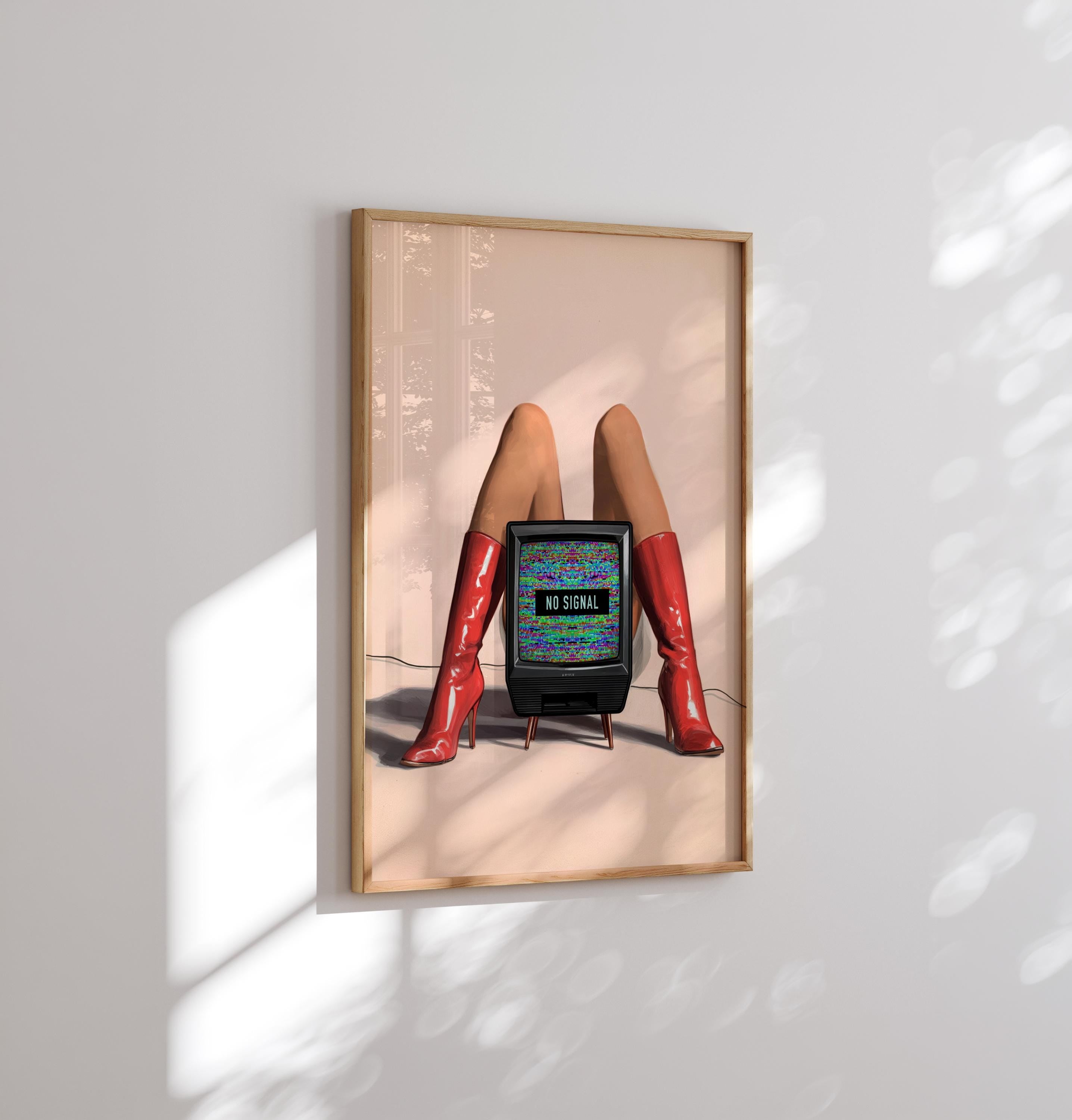 Vintage Dopamine Red Boots Print: Retro Surreal Collage Wall Art image 2