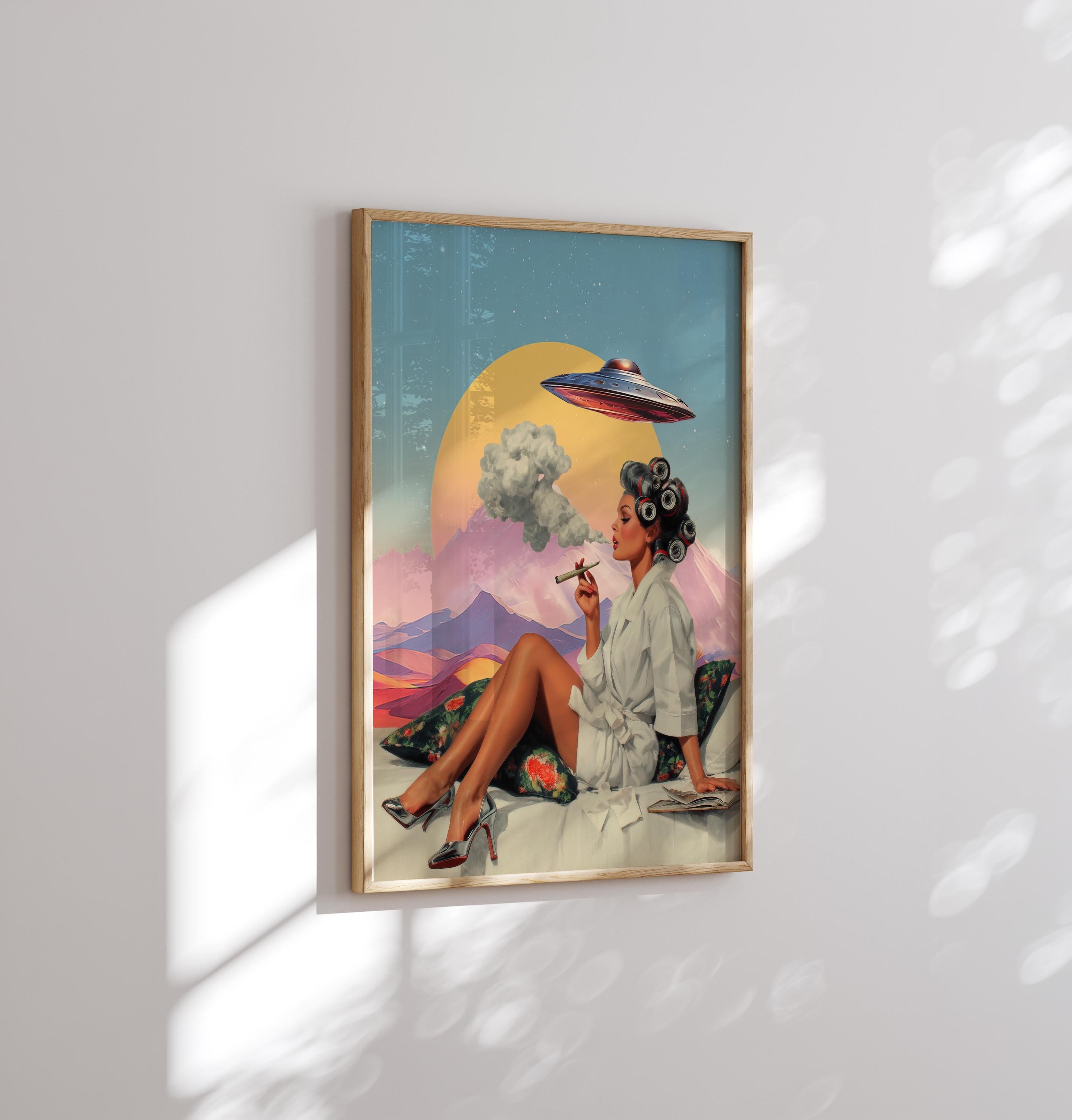 Vintage Surreal Wall Art | Retro Collage & Trippy Space UFO Art image 3
