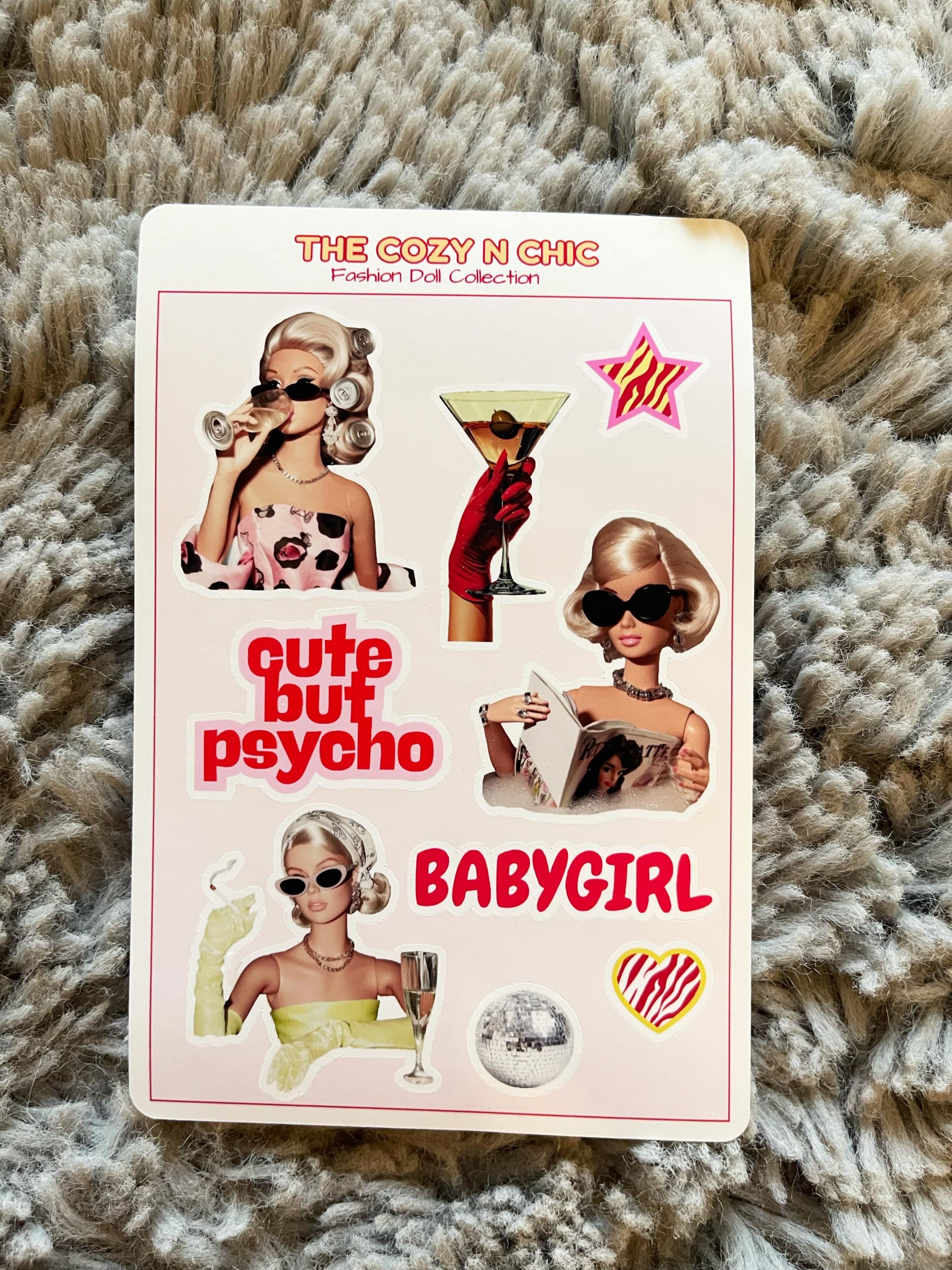 Retro Doll Vinyl Sticker Sheet, Coquette Planner Stickers, Junk Journal Supplies image 2