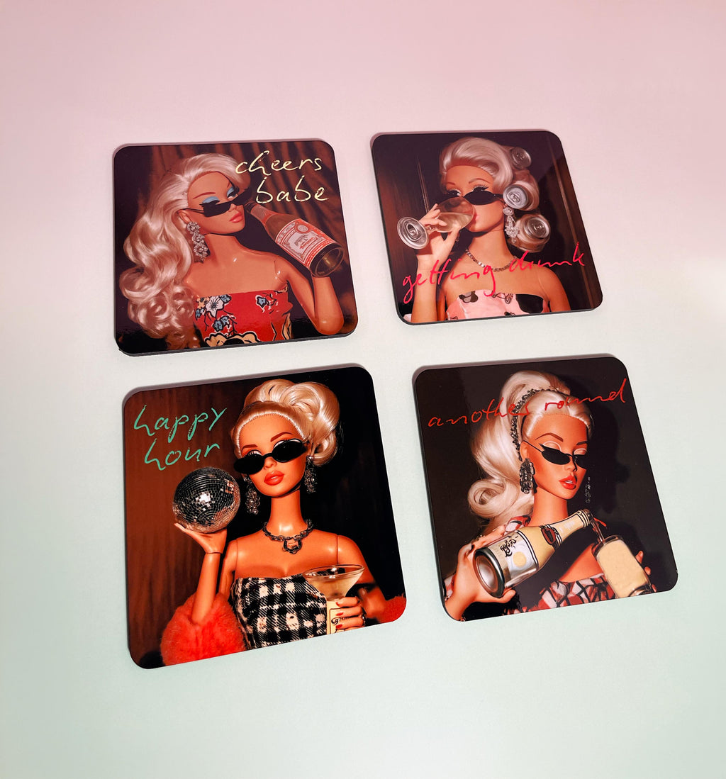 Cocktail Coasters Set, Trendy Bar Cart Decor, Retro Coasters image 7