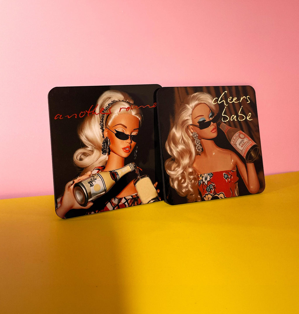 Cocktail Coasters Set, Trendy Bar Cart Decor, Retro Coasters image 9 - Design 20