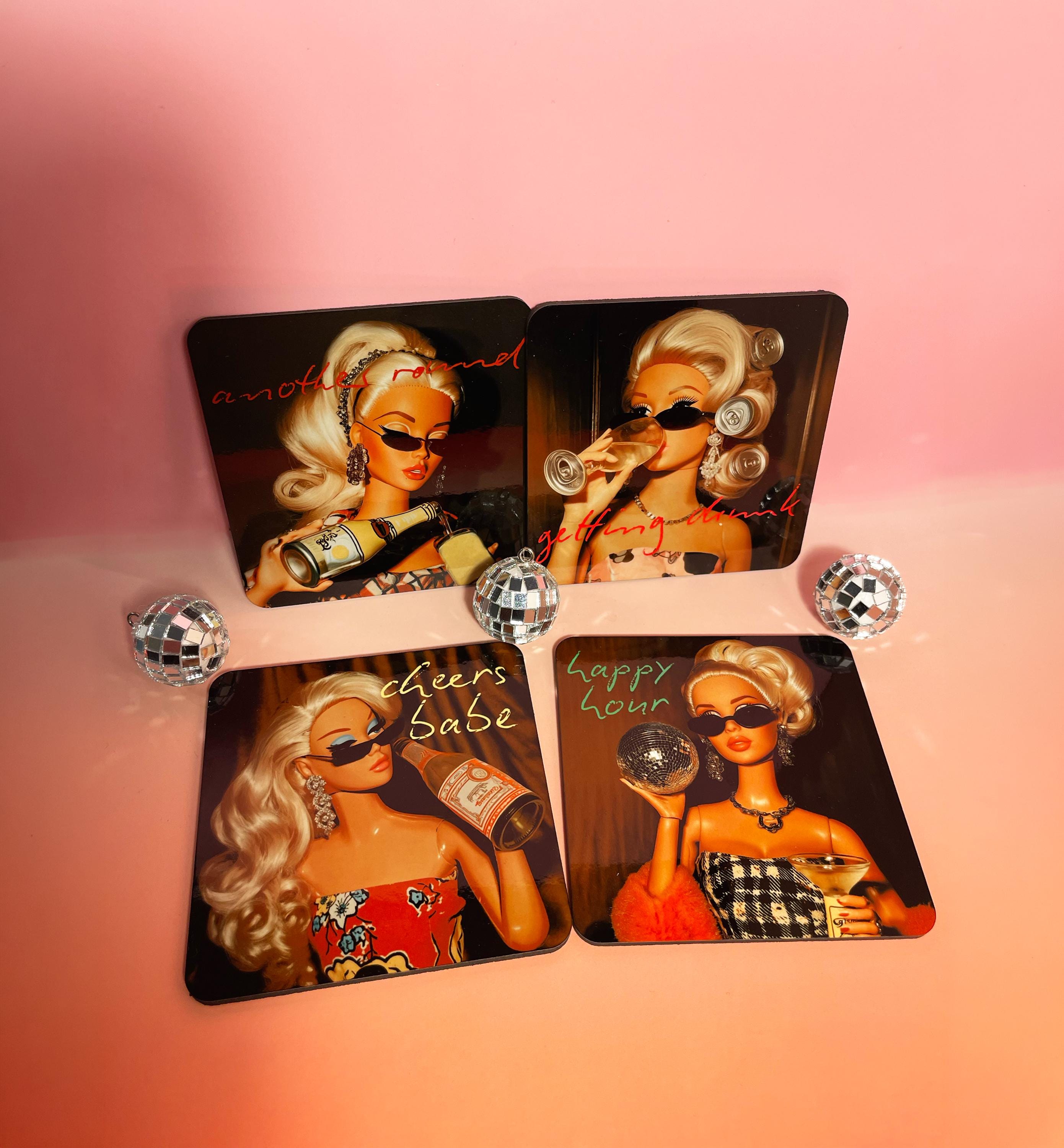 Cocktail Coasters Set, Trendy Bar Cart Decor, Retro Coasters image 4