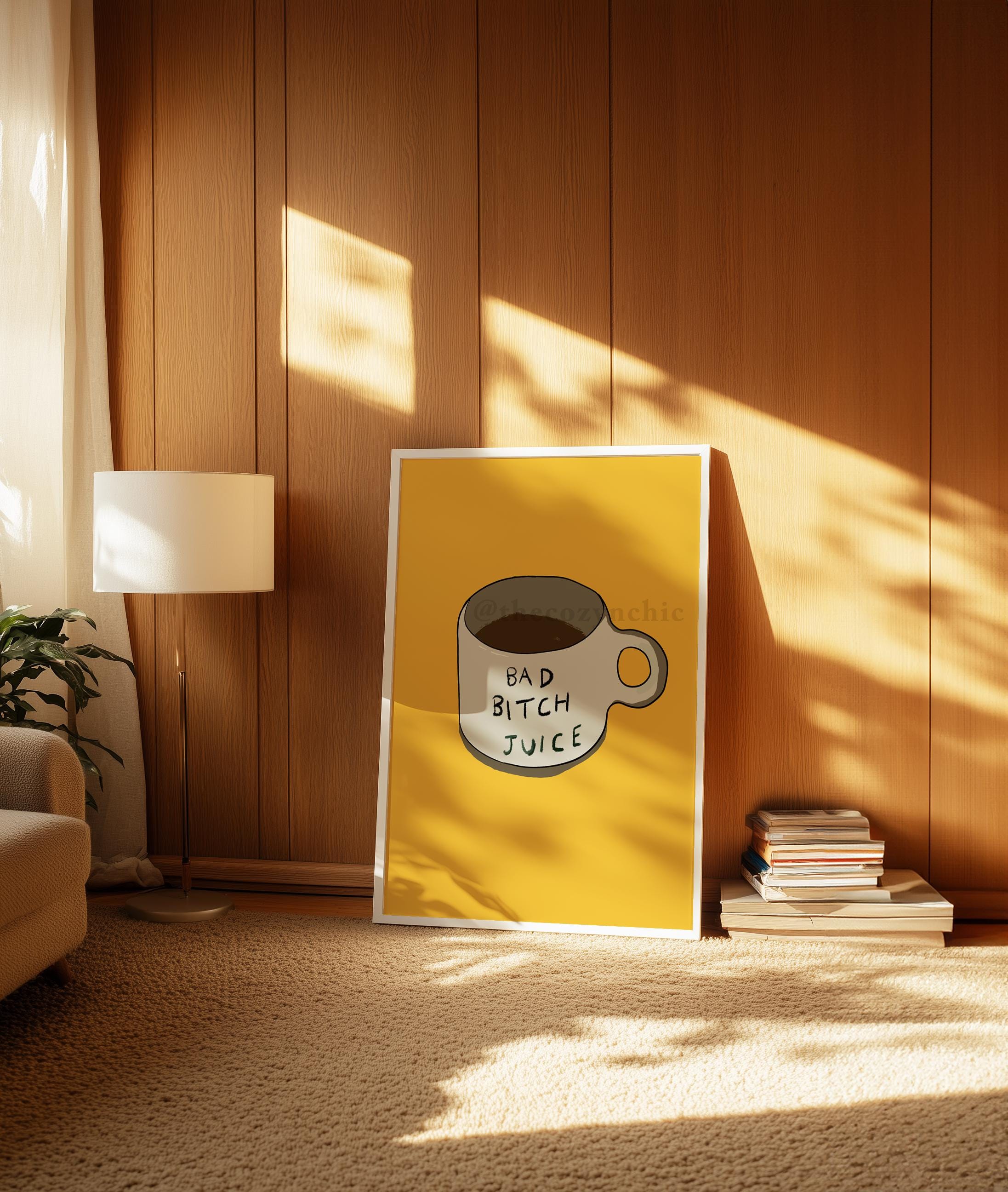 Funny Coffee Poster Print: Bad Bitch Wall Art, Dopamine Decor image 3
