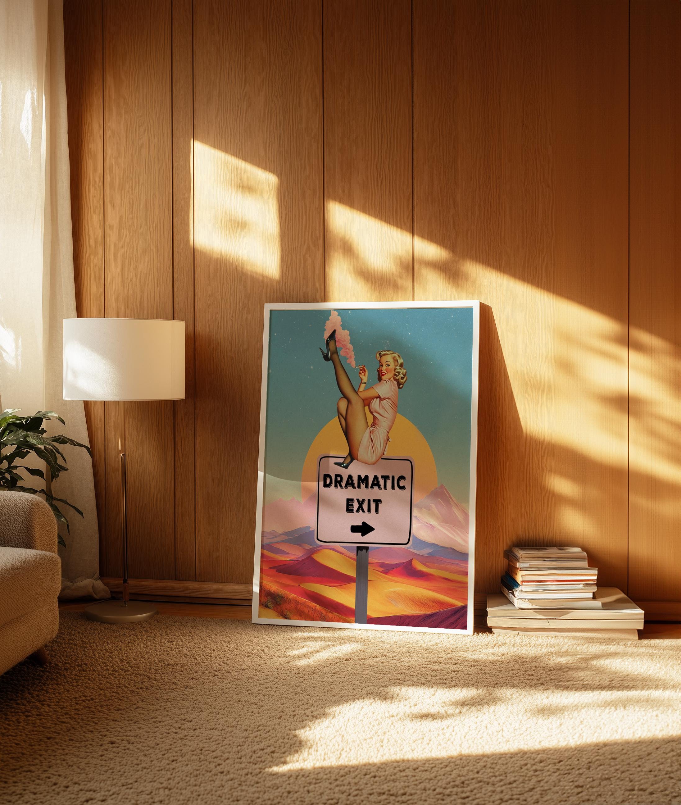 Retro Cowgirl Print, Surreal Wall Art, Vintage Home Decor Art image 2
