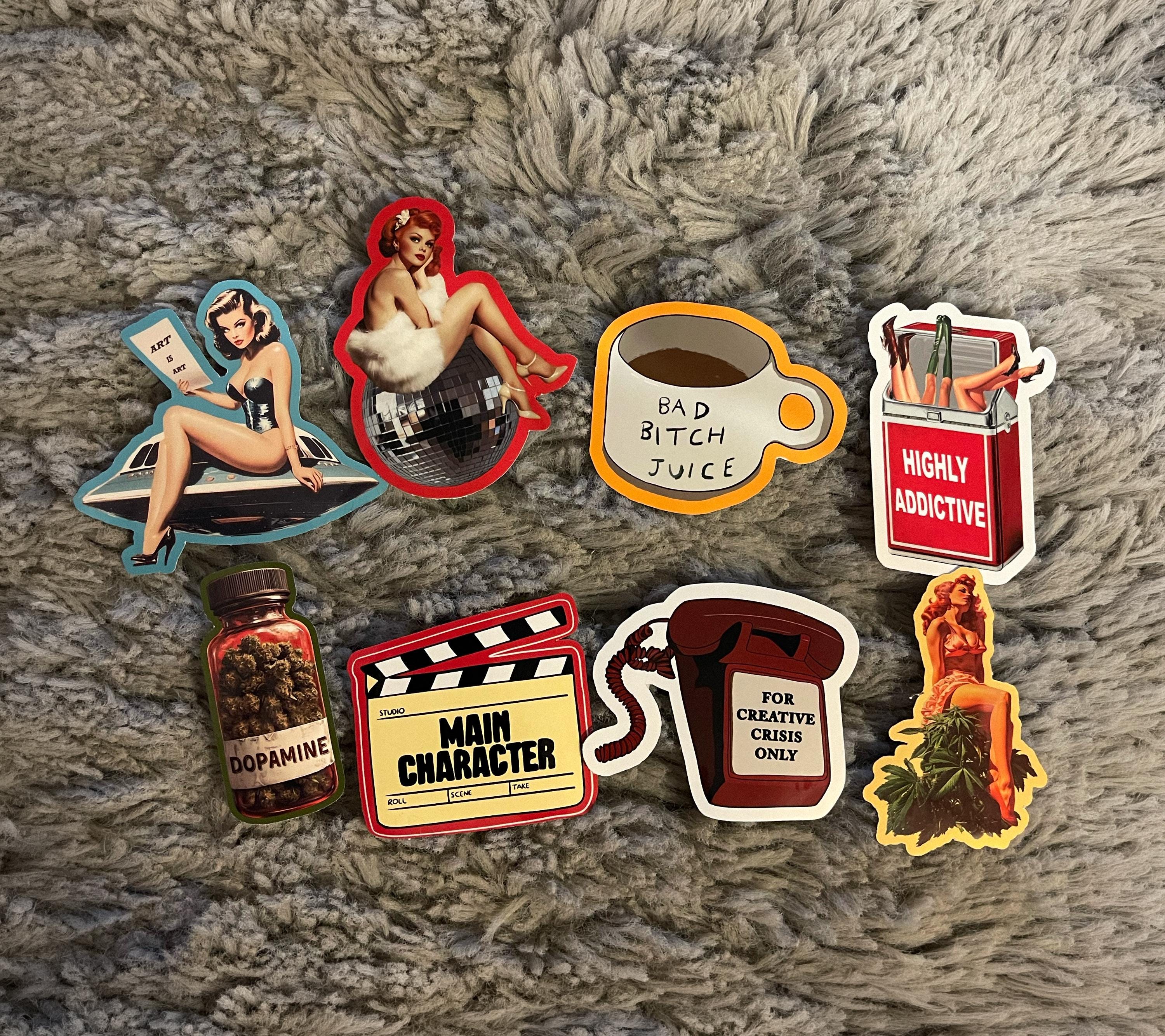 Funny Sticker Pack, Junk Journal supplies, Waterproof Vinyl Cocktail Stickers image 4 - Design 09