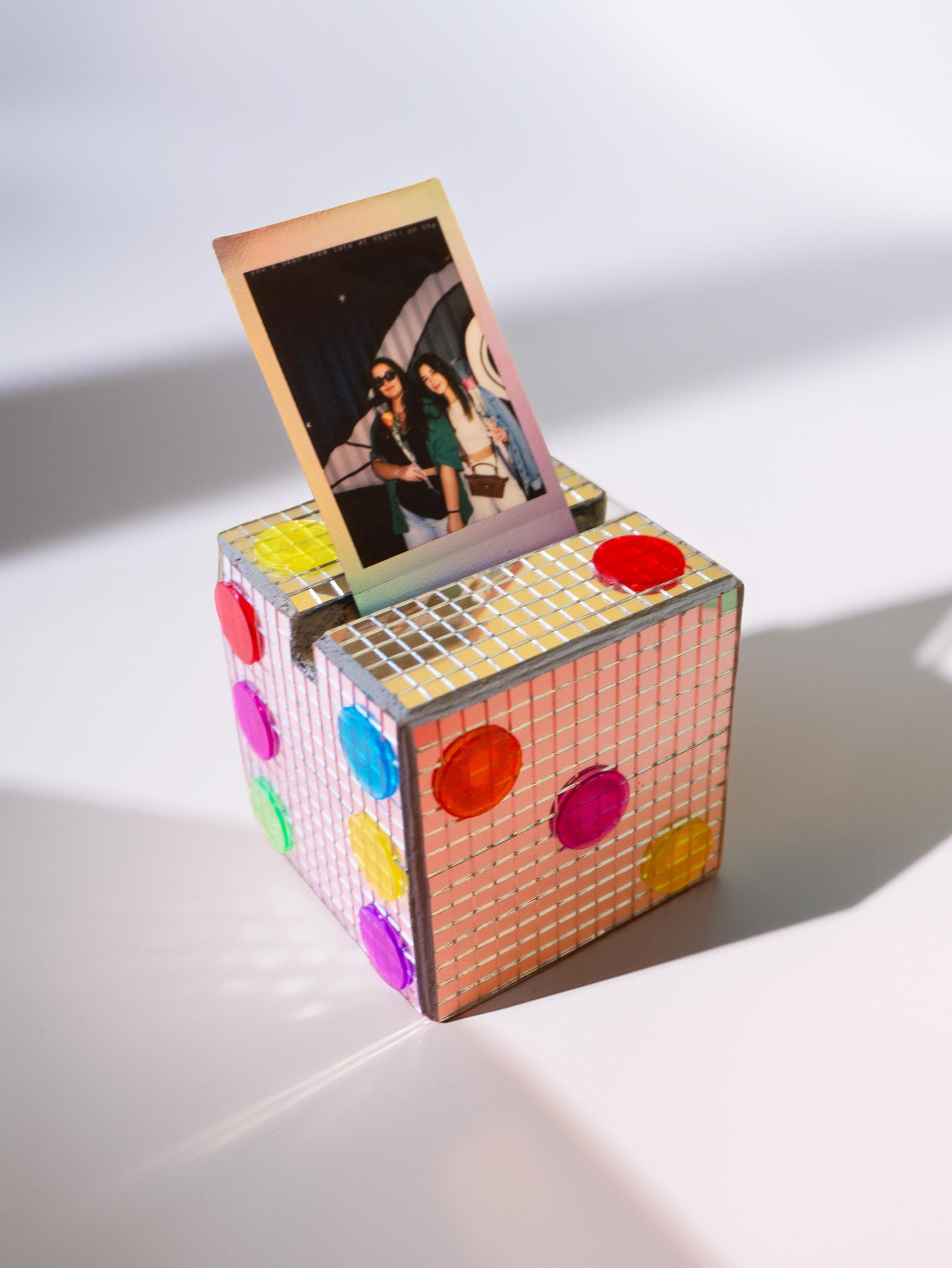 Disco Dice Photo Holder | Card Holder & Instax Stand | Funky Dopamine Decor image 2