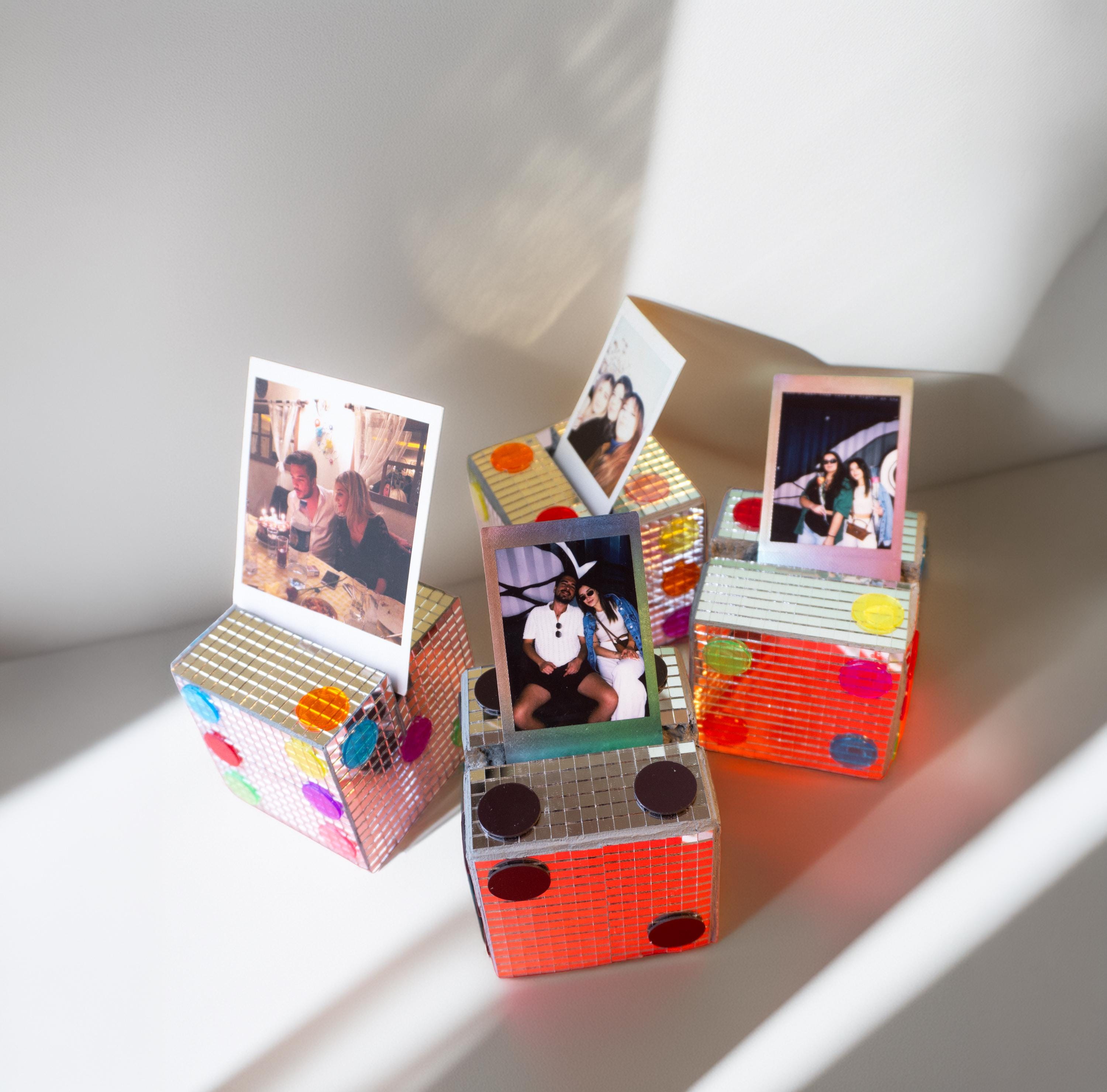 Disco Dice Photo Holder | Card Holder & Instax Stand | Funky Dopamine Decor image 6