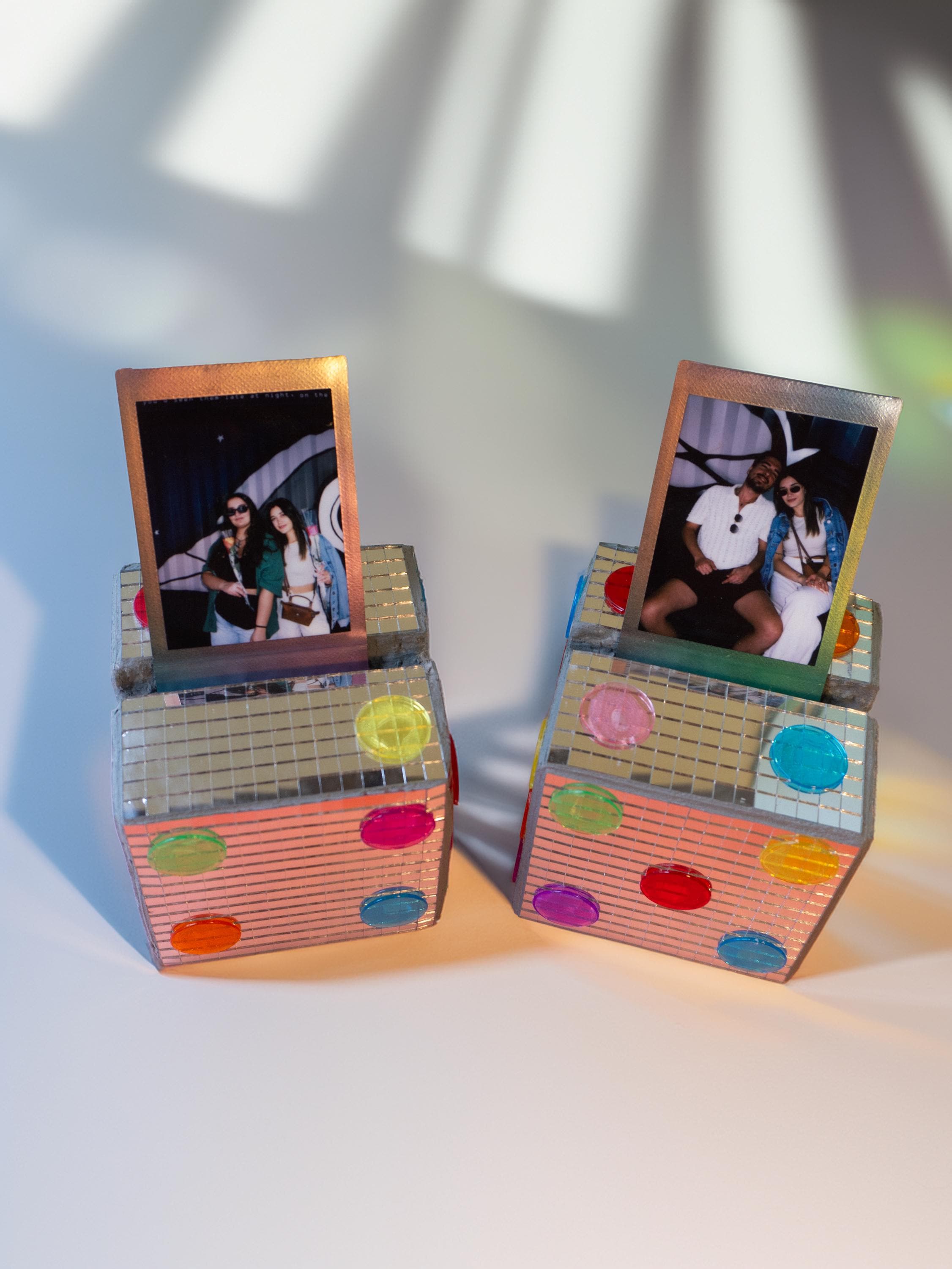 Disco Dice Photo Holder | Card Holder & Instax Stand | Funky Dopamine Decor - COLORFUL