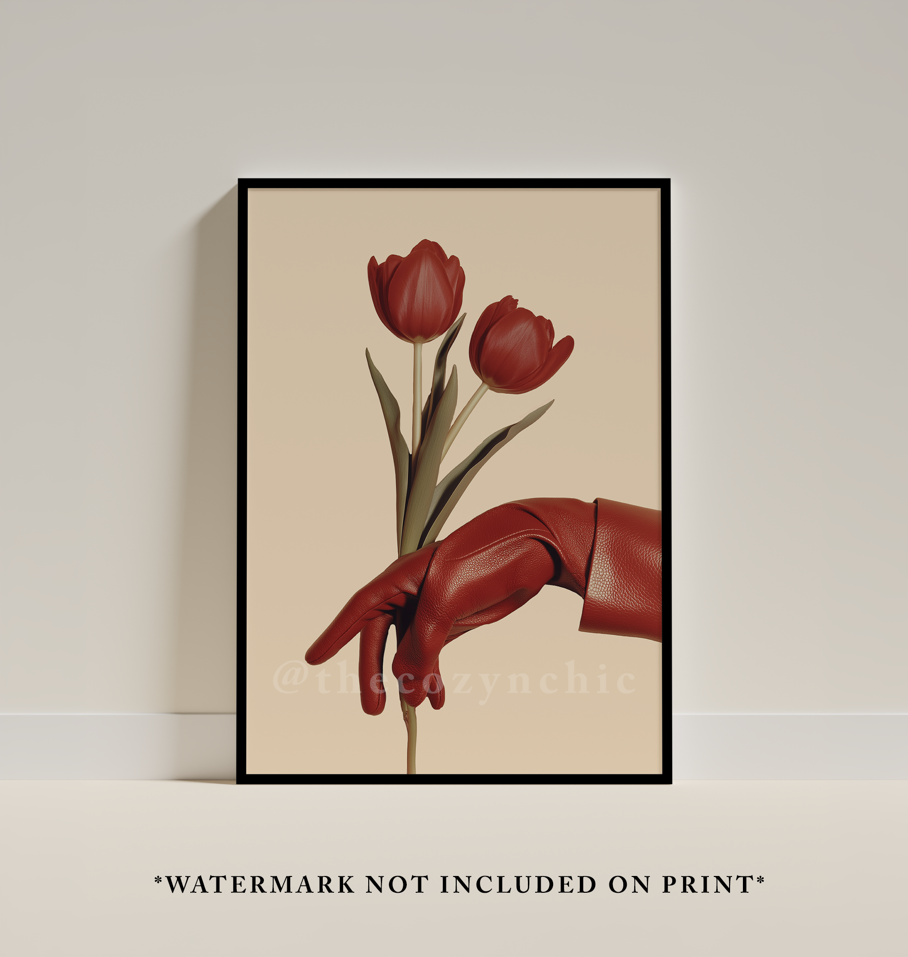 Red Glove Tulip Floral Print – Vintage Home Decor Poster
