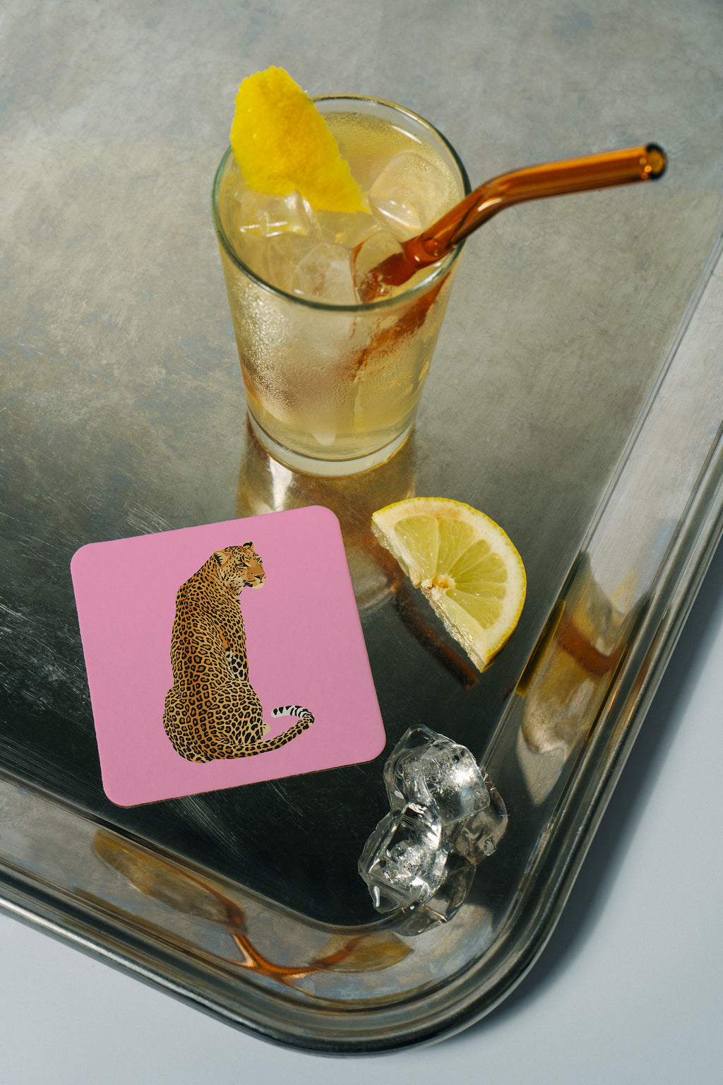 Pink Leopard Art Coaster