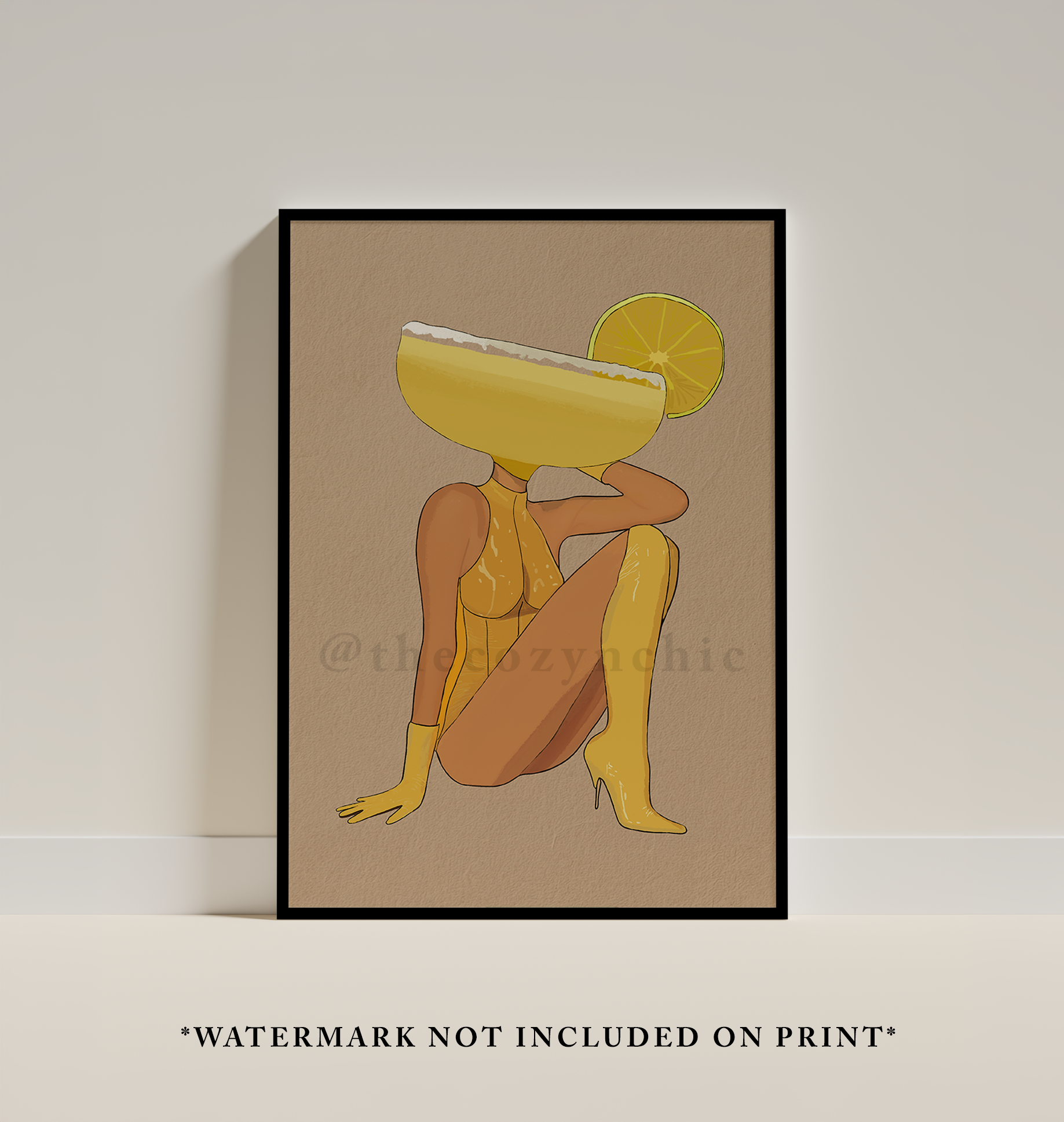 Retro Cocktail Wall Art: Margarita Bar Cart Decor