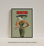 Dirty Martini Cocktail Art Print: Retro Bar Cart Decor