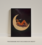 Retro Moon Art Print: Vintage Cosmic Surrealism
