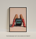 Vintage Dopamine Red Boots Print: Retro Surreal Collage Wall Art